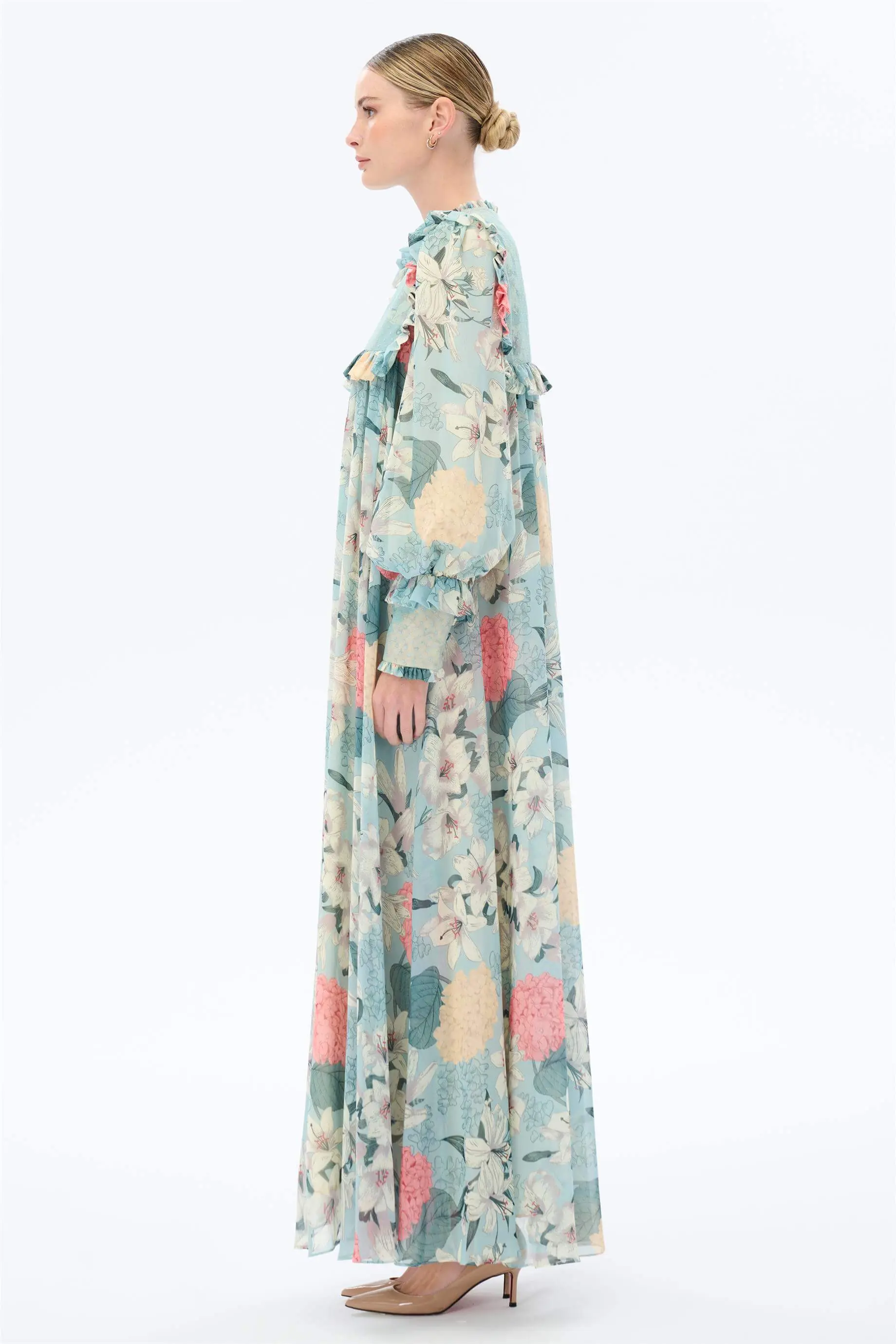 Floral Ruffle Maxi Dress – Mint, photo 2