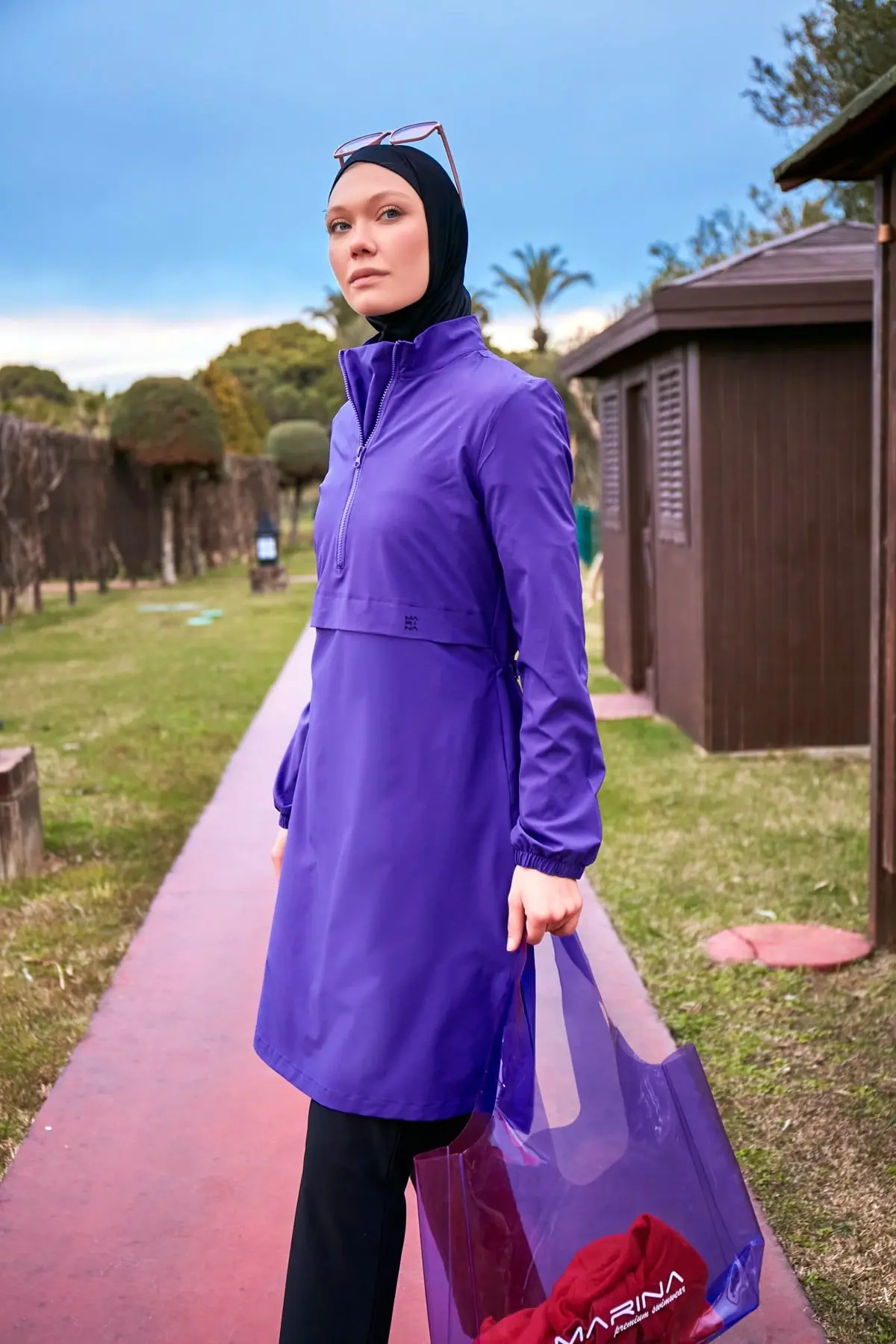 Woven Purple Burkini Modest Swimwear M2409, photo 3