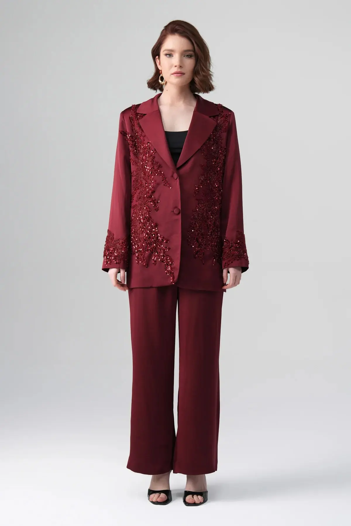 Valessa Embellished Suit – Bordeaux, photo 5