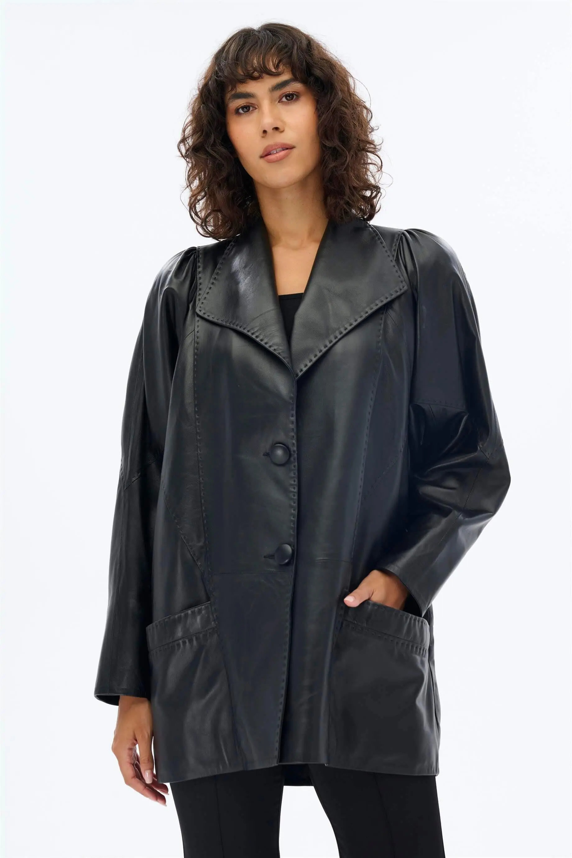 Oversized Leather Jacket – Black, photo 4