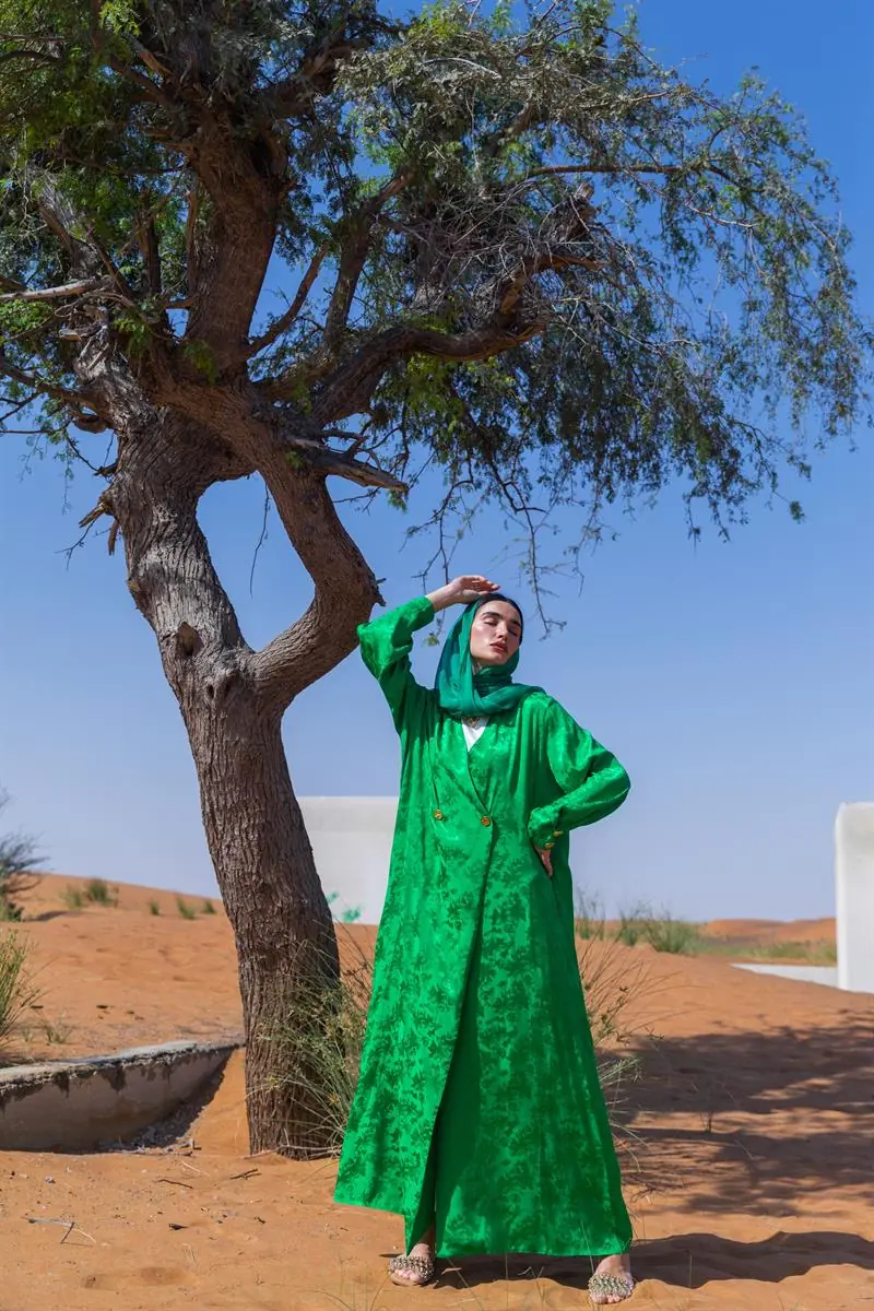 Viscose Green Bloom Abaya, photo 3