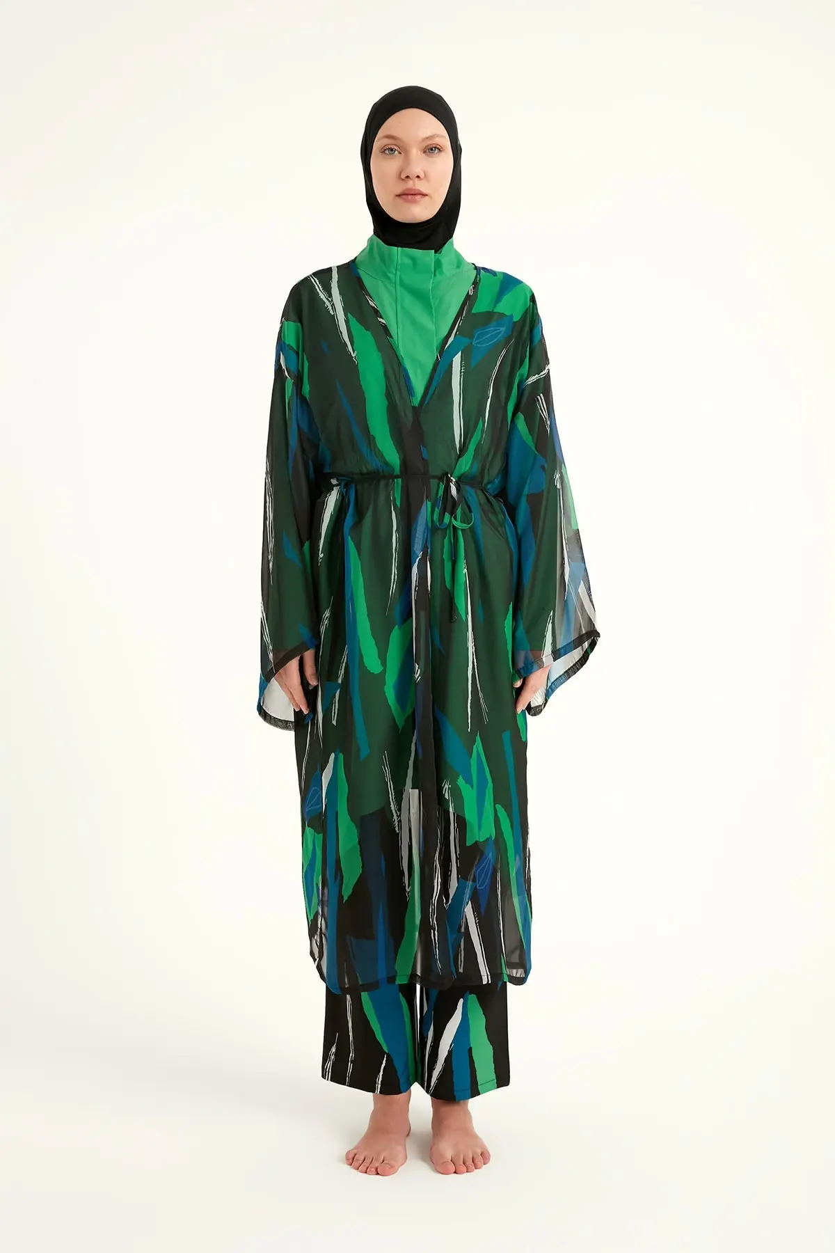 Silky Modest Full Coverage Kimono – Lightweight Elegant Swim Cover P2503-1, photo 5