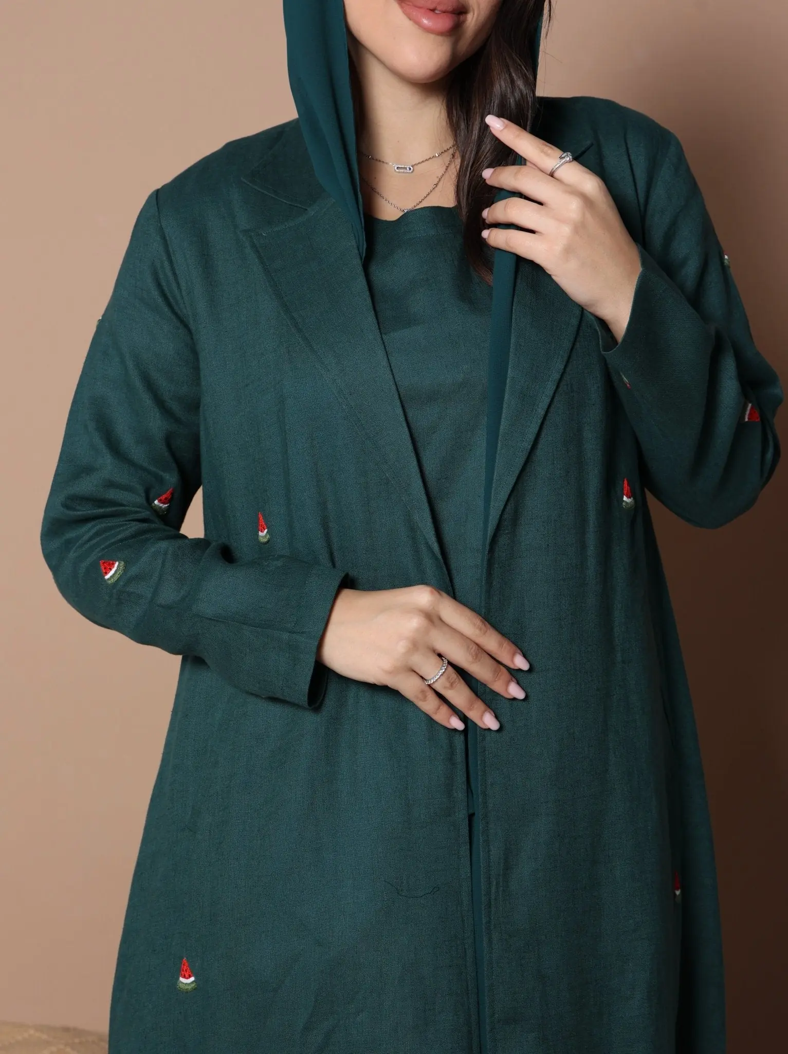 Watermelon Linen Abaya Green, photo 3