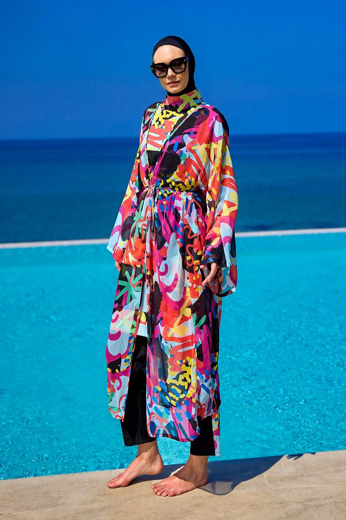 Rivamera Chiffon Kimono - Tropical Print, photo 3