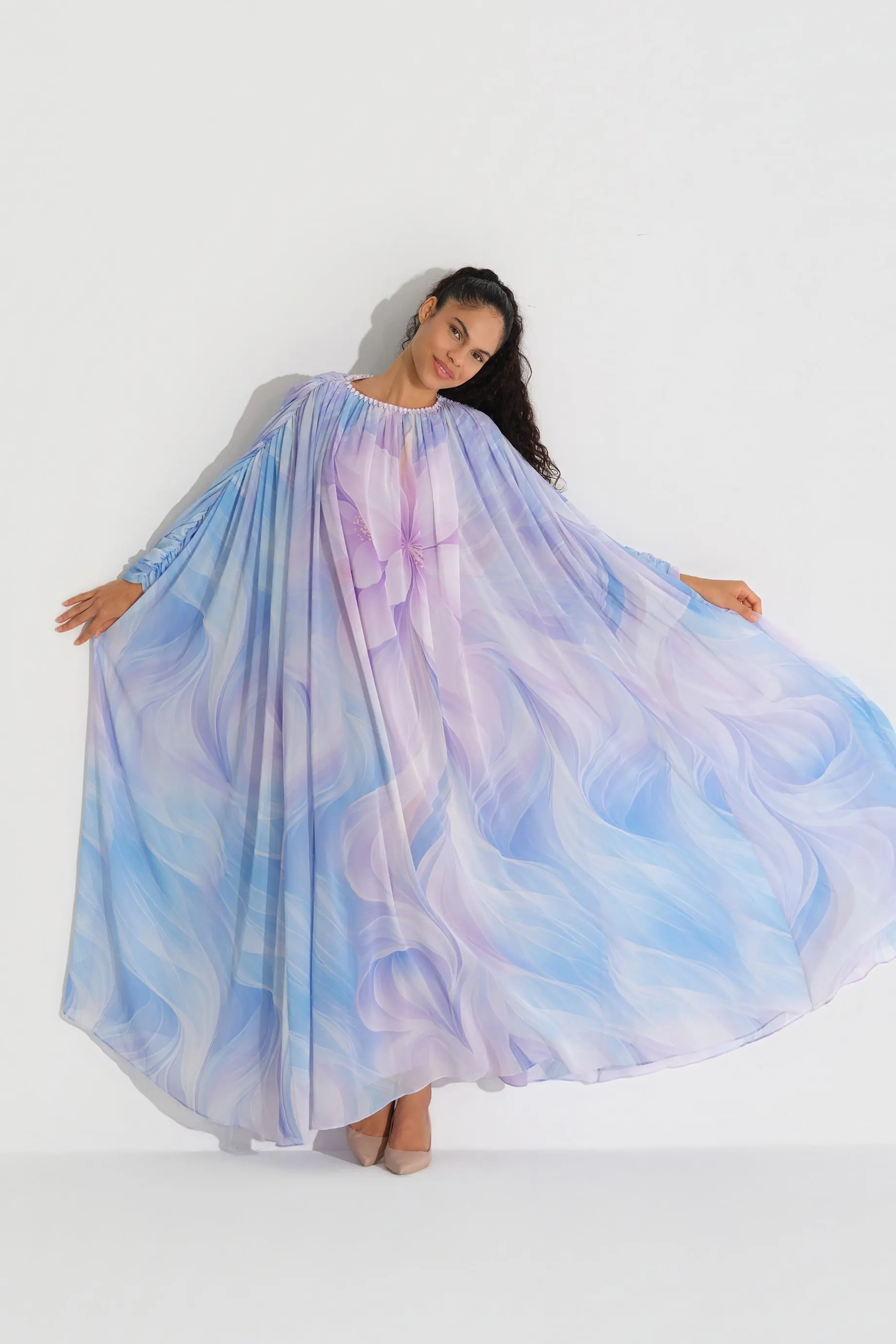 Panel Floral Print Chiffon Dress – Lilac, photo 5