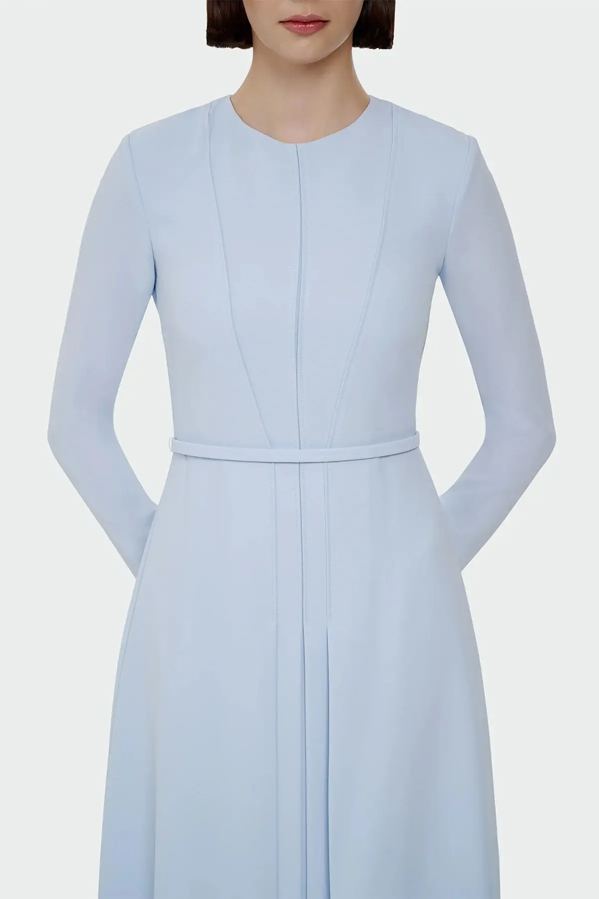 Pleated Belted Maxi Dress – Light Blue, photo 2
