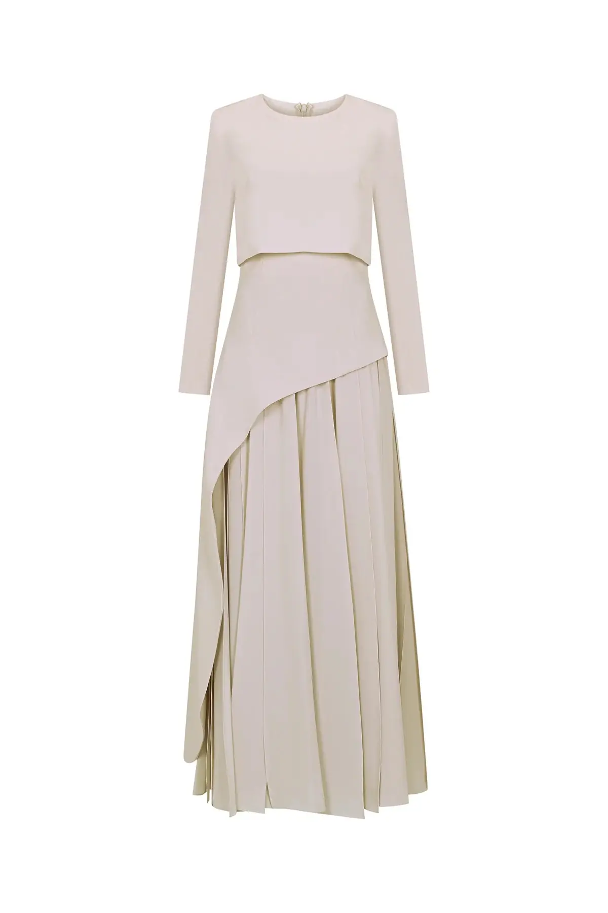 Layered Maxi Evening Dress – Ecru