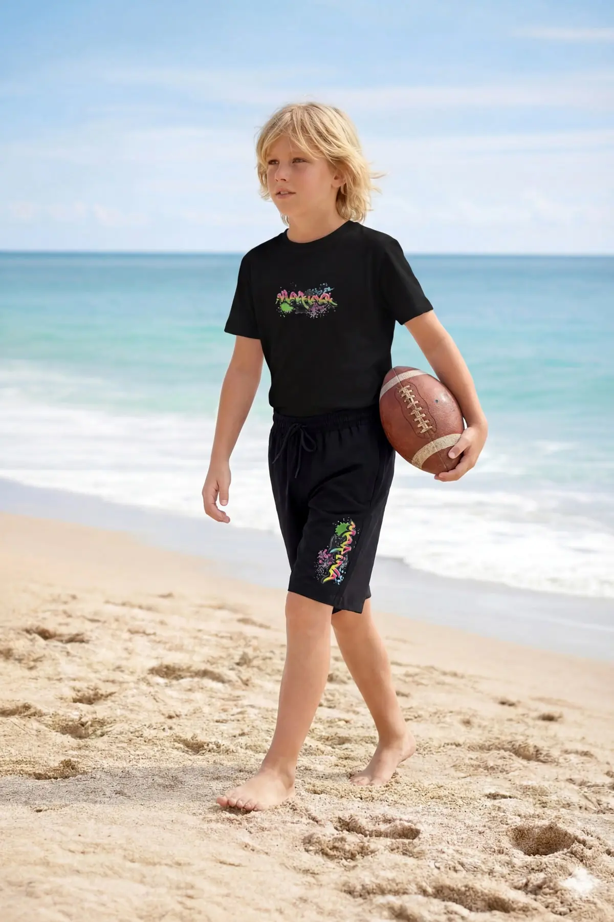 Marina Teen Boys' Swim T-Shirt – Black