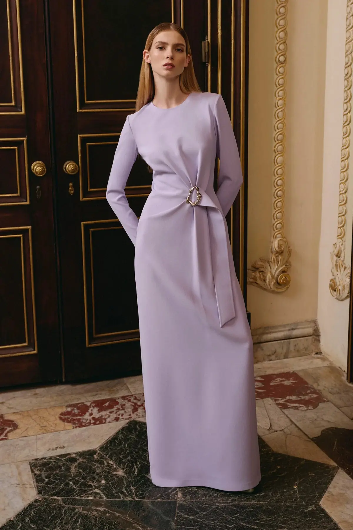 Draped Waist Evening Gown – Lilac, photo 2