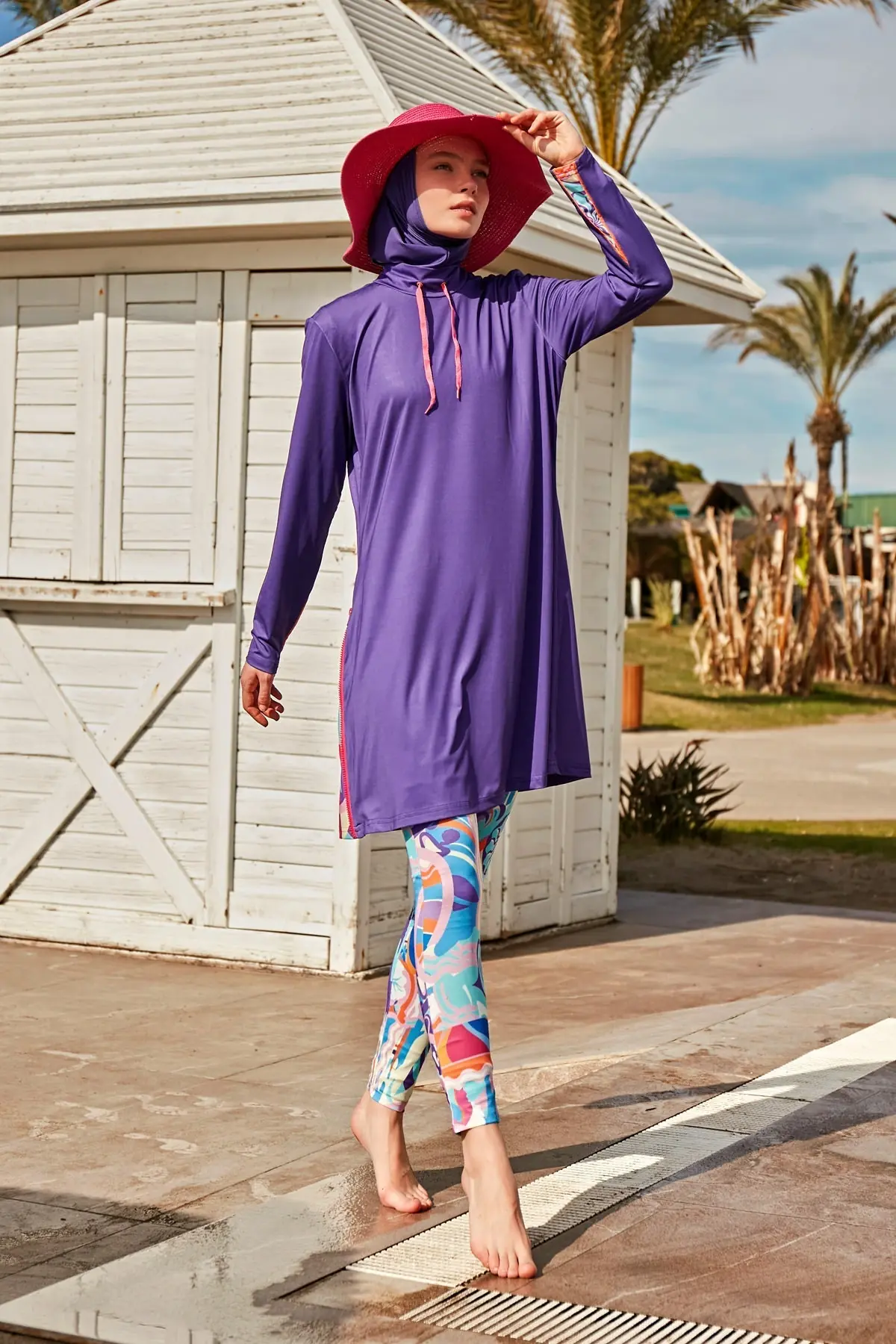 Lycra Purple Burkini Modest Swimwear M2496, photo 4