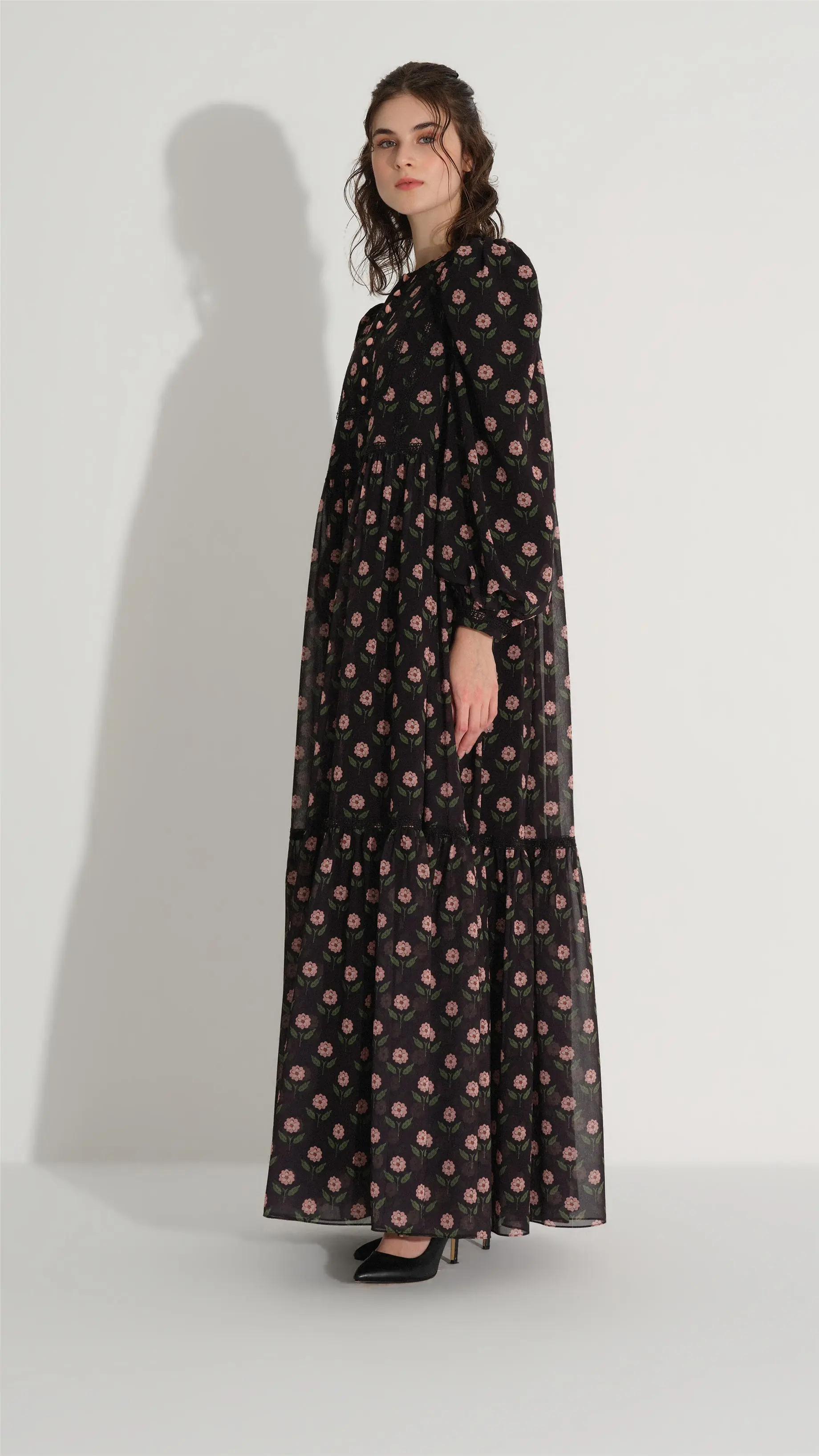 Fine Lace Trim Dress – Black, photo 5