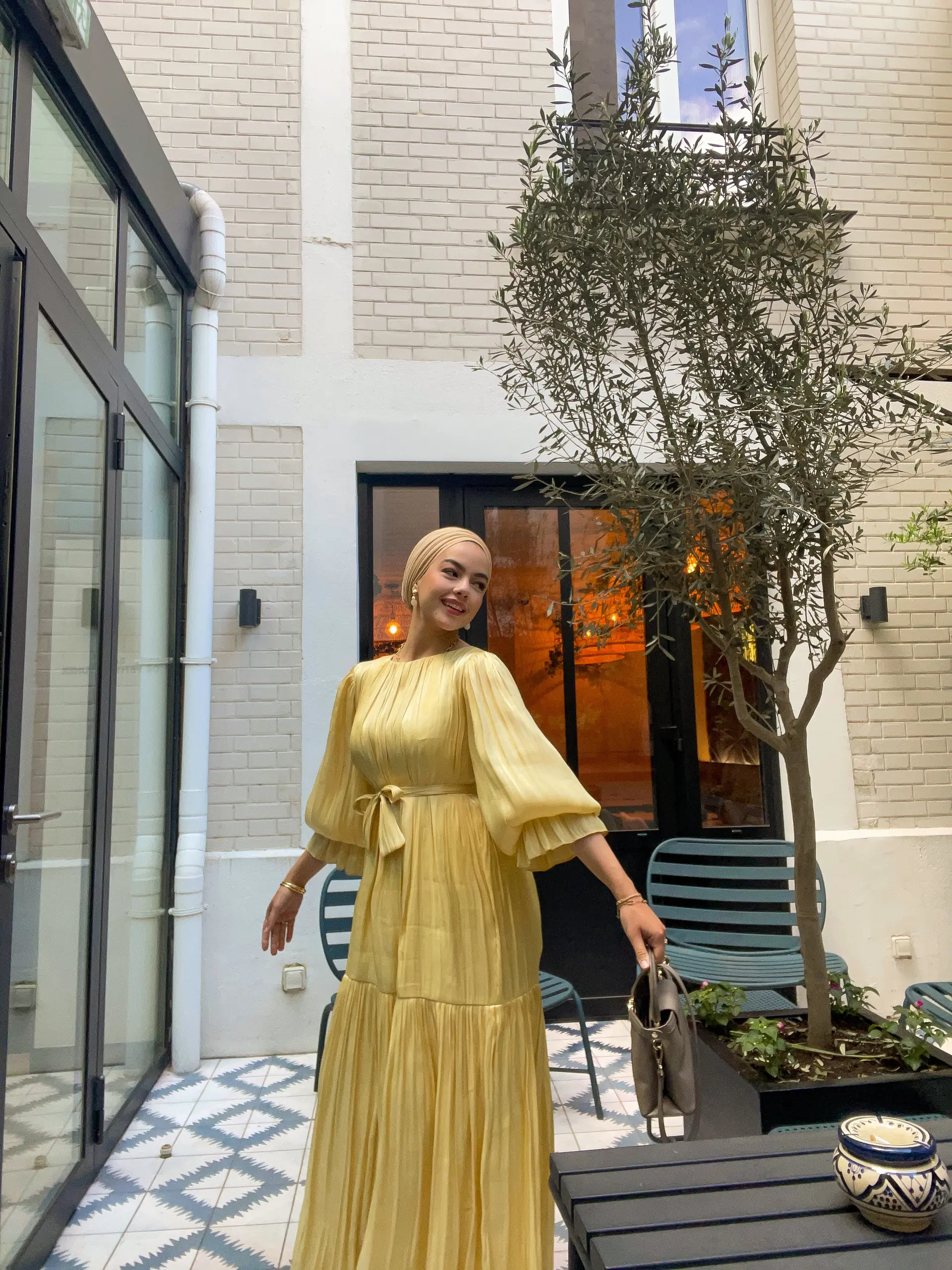 Satin Maxi Dress with Puff Sleeves & Tiered Skirt, photo 2