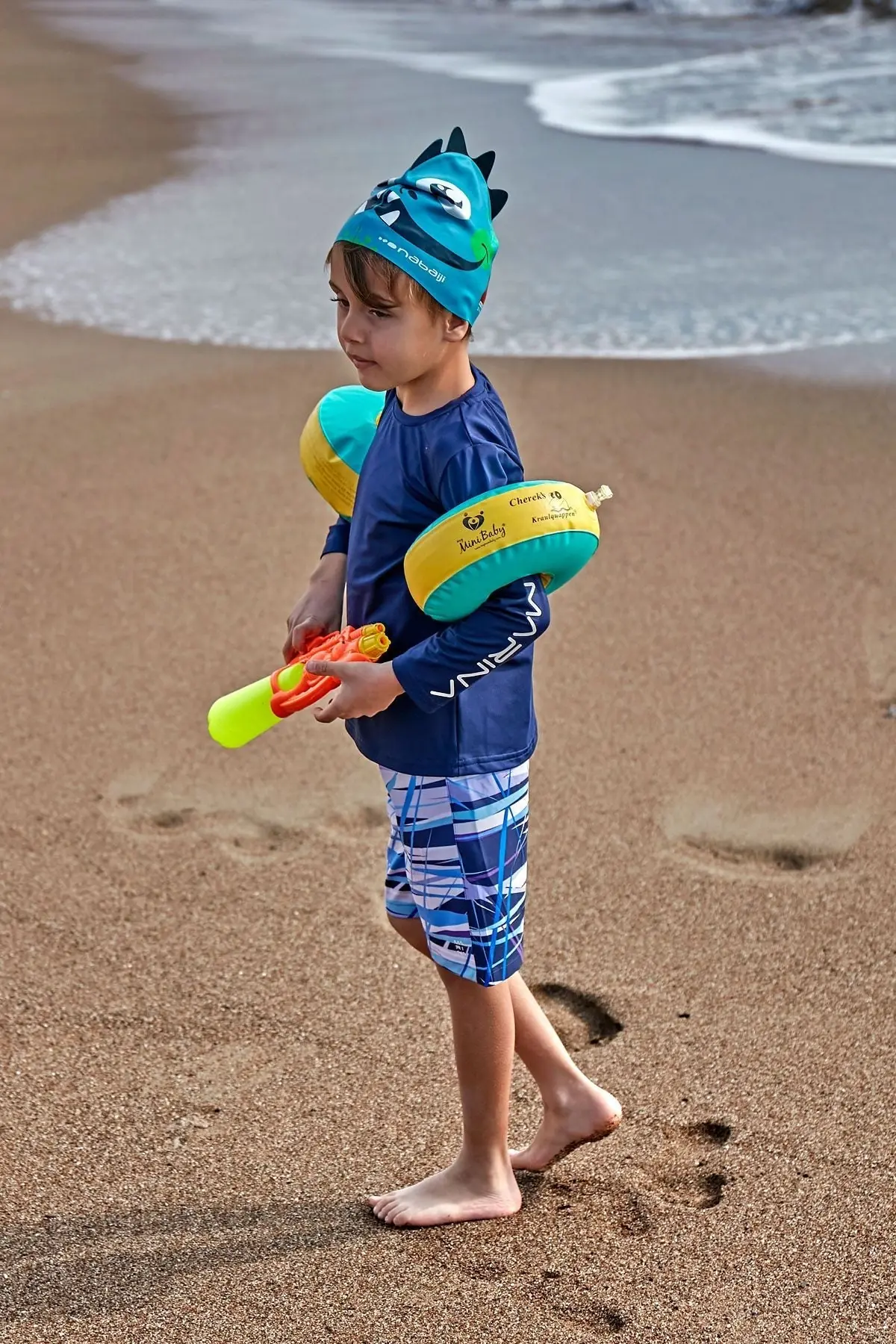 Lycra Navy Boys Swim Shirts T2451, photo 4
