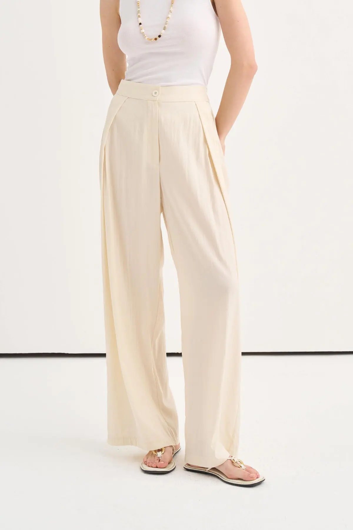 Pileli Dökümlü Tencel Pantolon, photo 6
