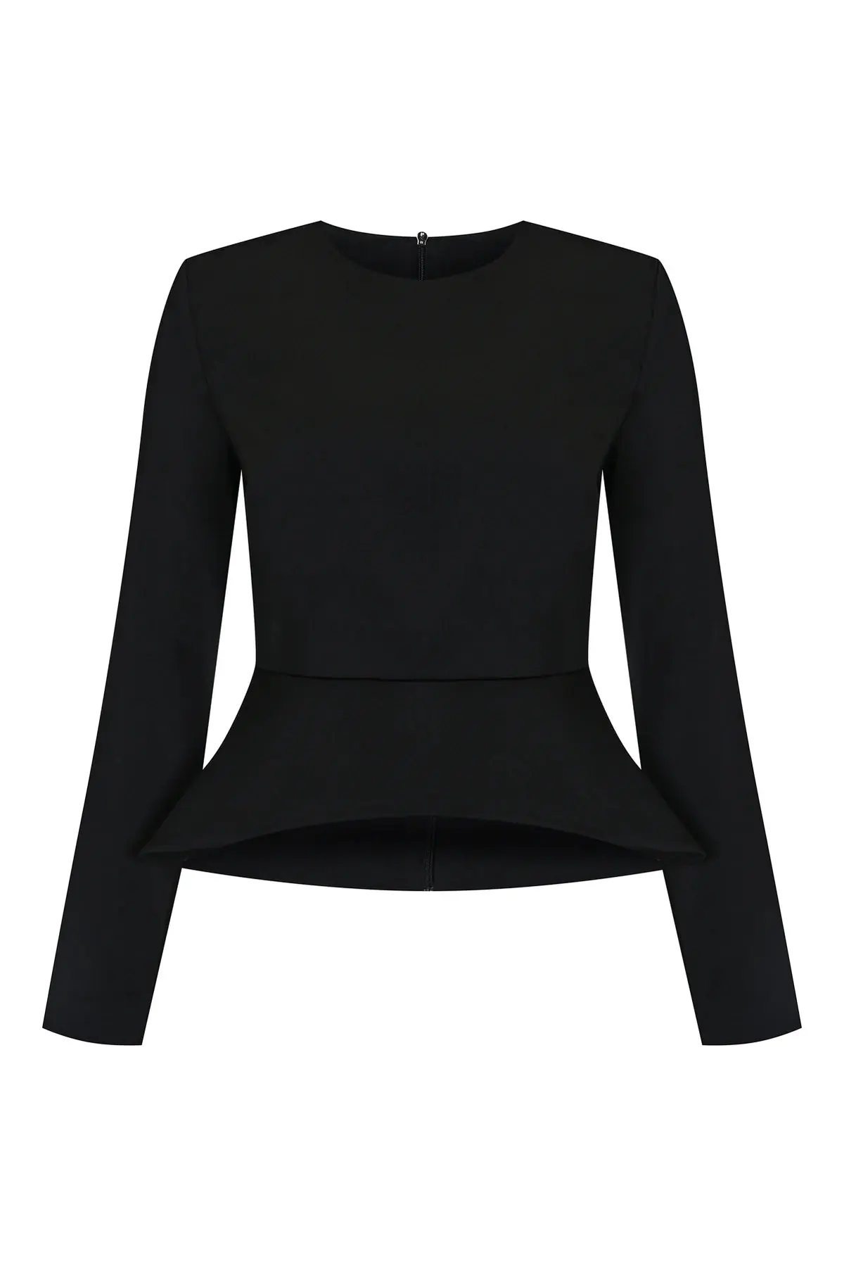 Crepe Blouse Peplum Detail - Black