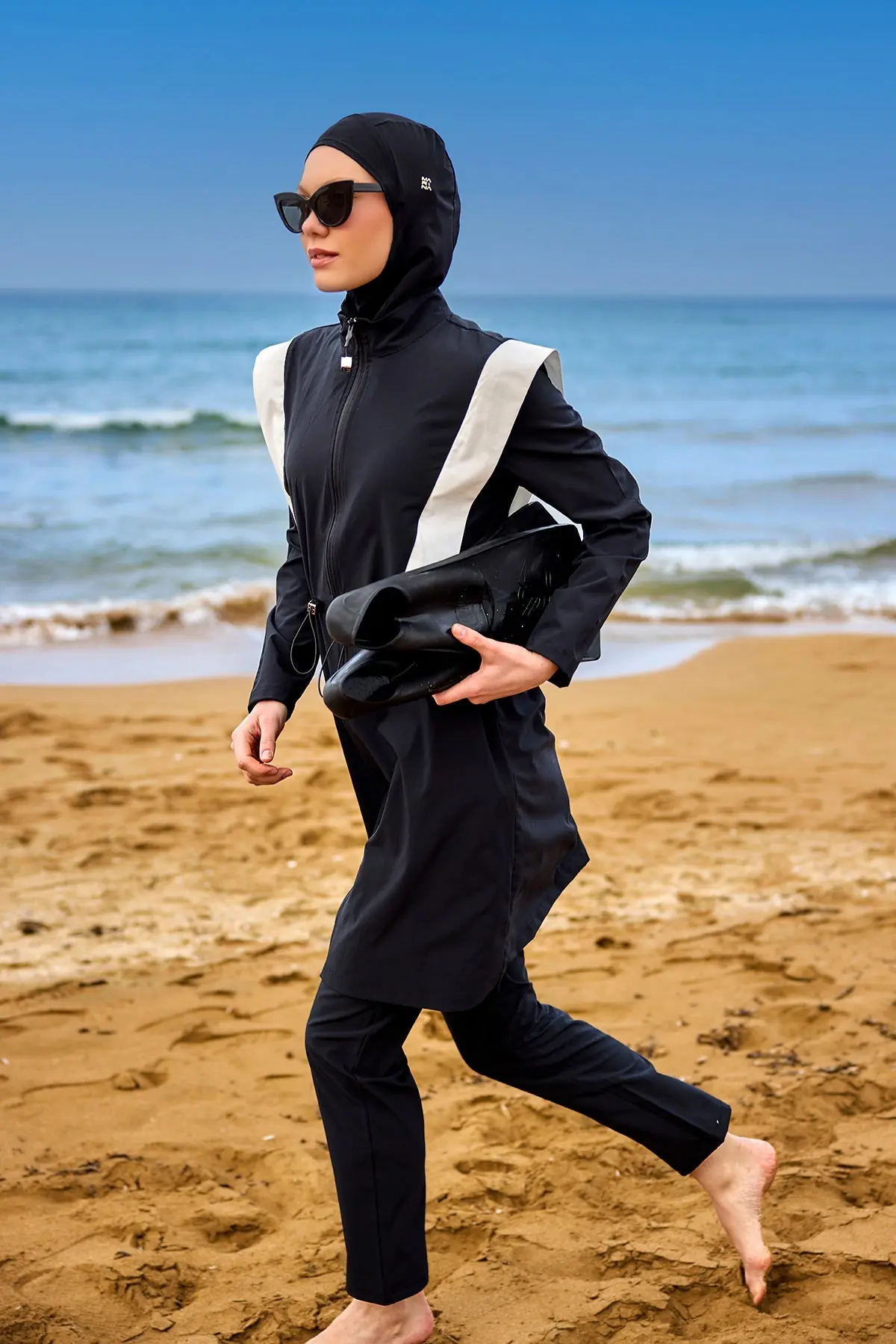 Black Adjustable Waist Modest Burkini Set M2526-1, photo 4