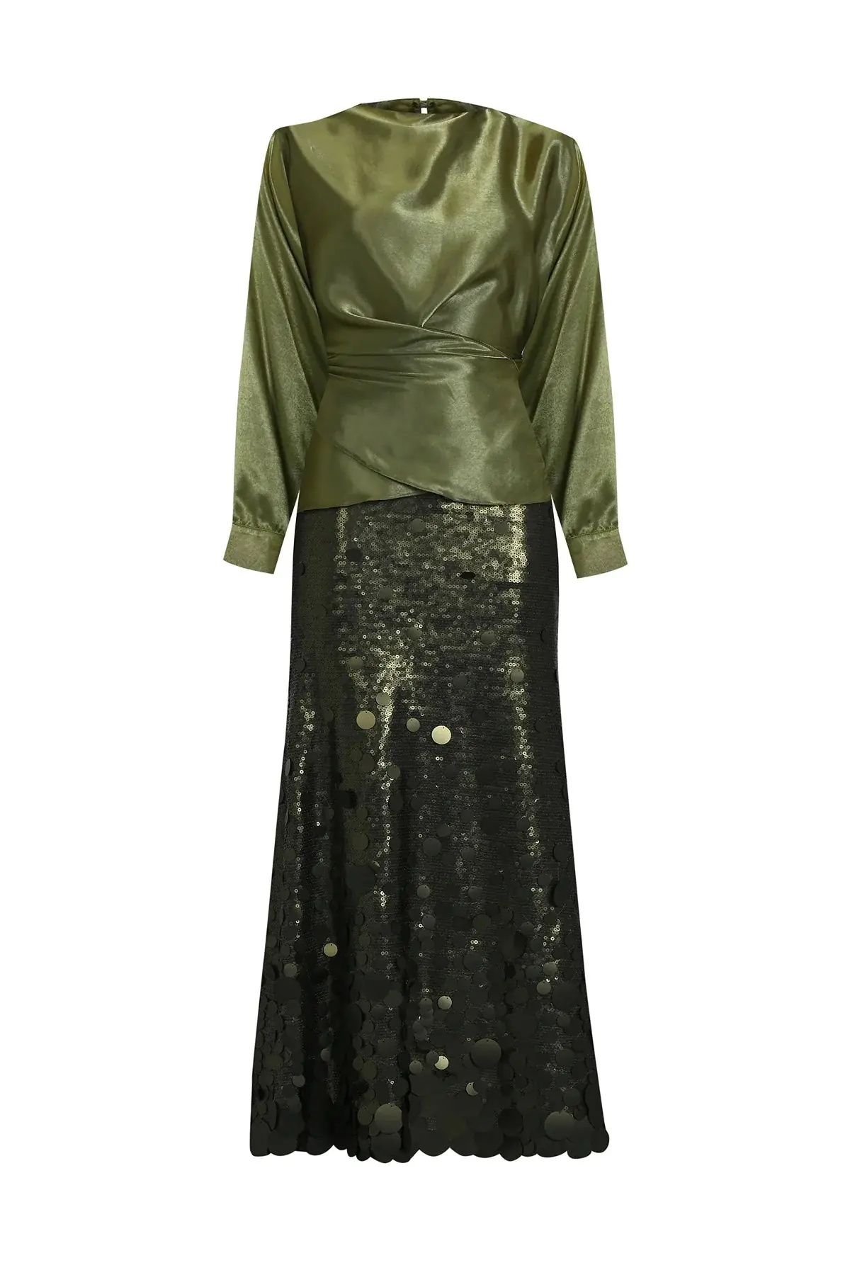 Draped Satin Blouse – Khaki