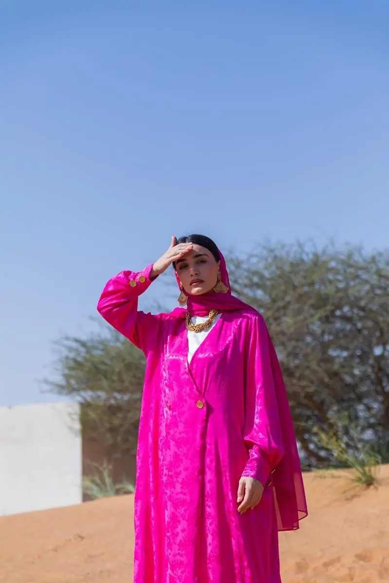 Viscose Fuchsia Bloom Abaya