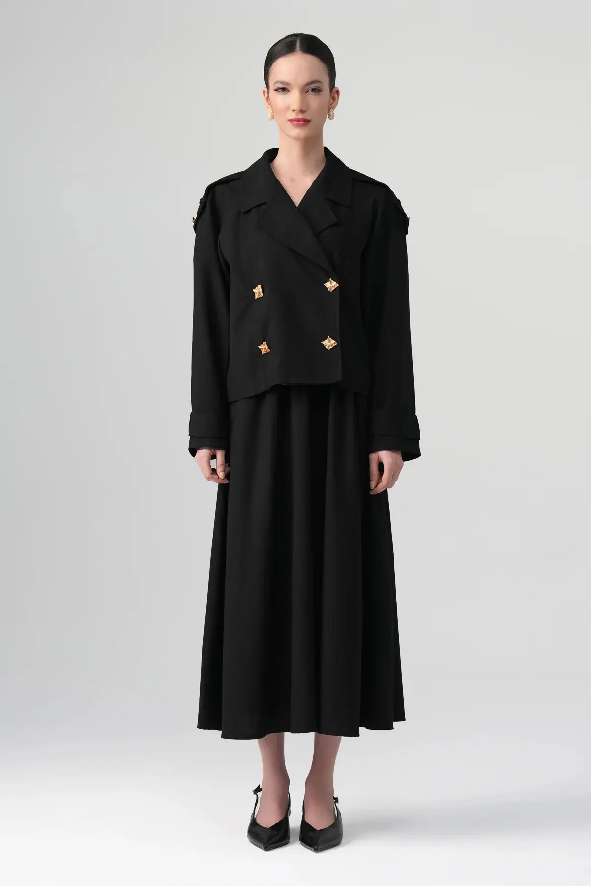 Sare Mini Trench Set – Black
