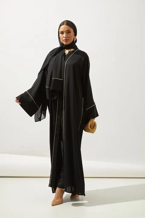 Gold Line Abaya - Black, photo 3