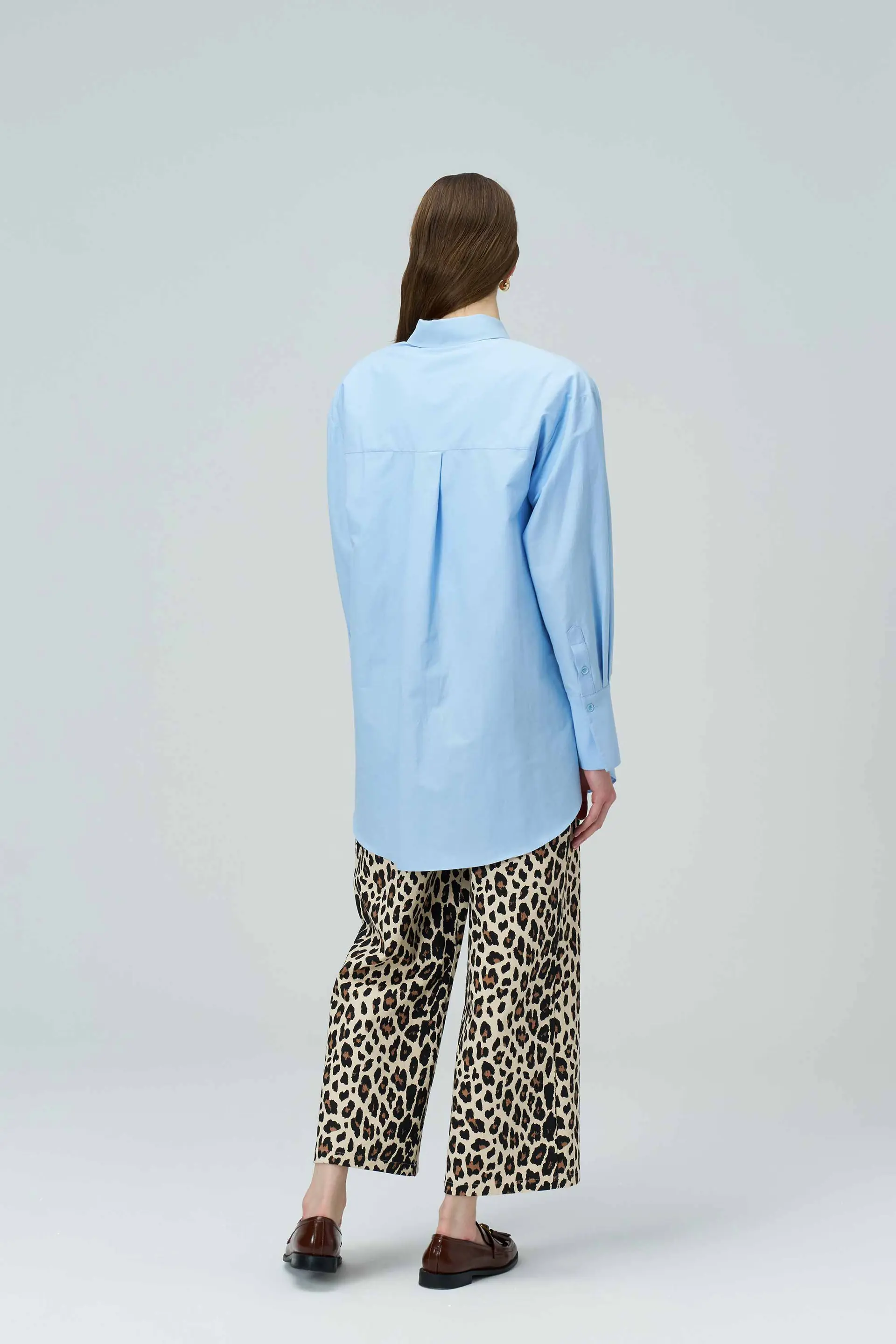 BIANCA Blue Oversized Poplin Shirt, photo 5