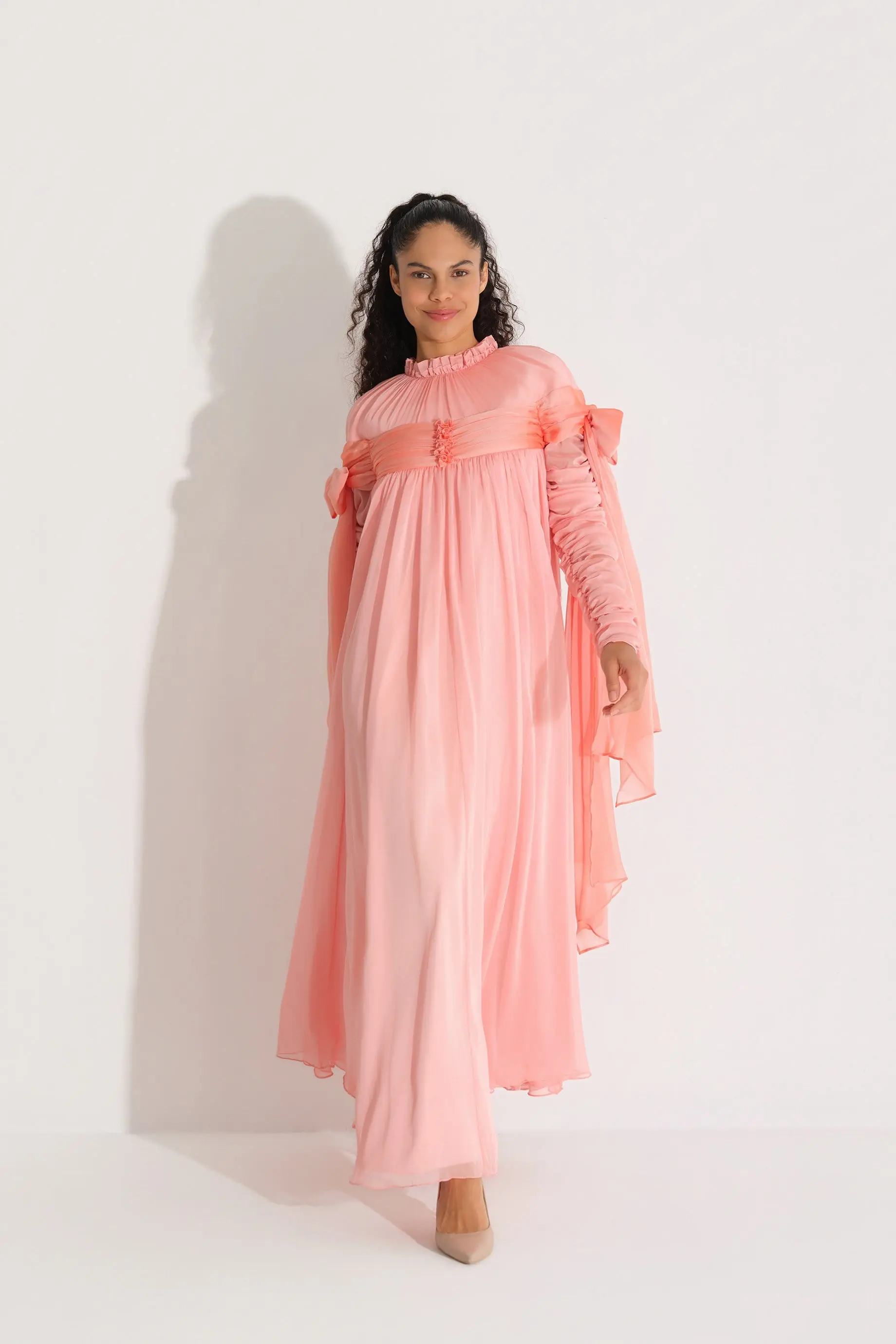 Ruffle & Bow-Tie Detail Shimmer Dress -  Somon, photo 3