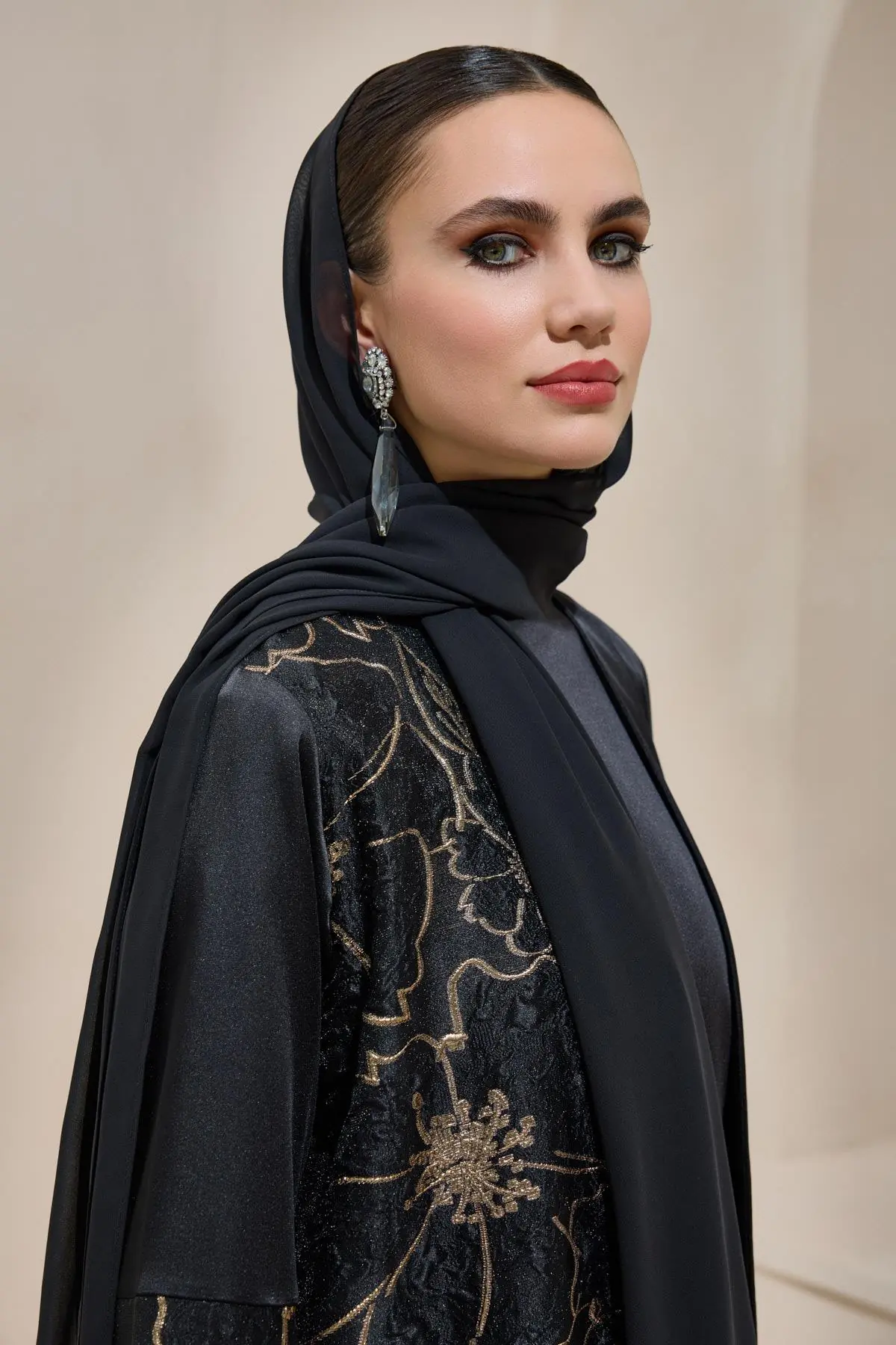 Vera Abaya Set Cream Black, photo 2