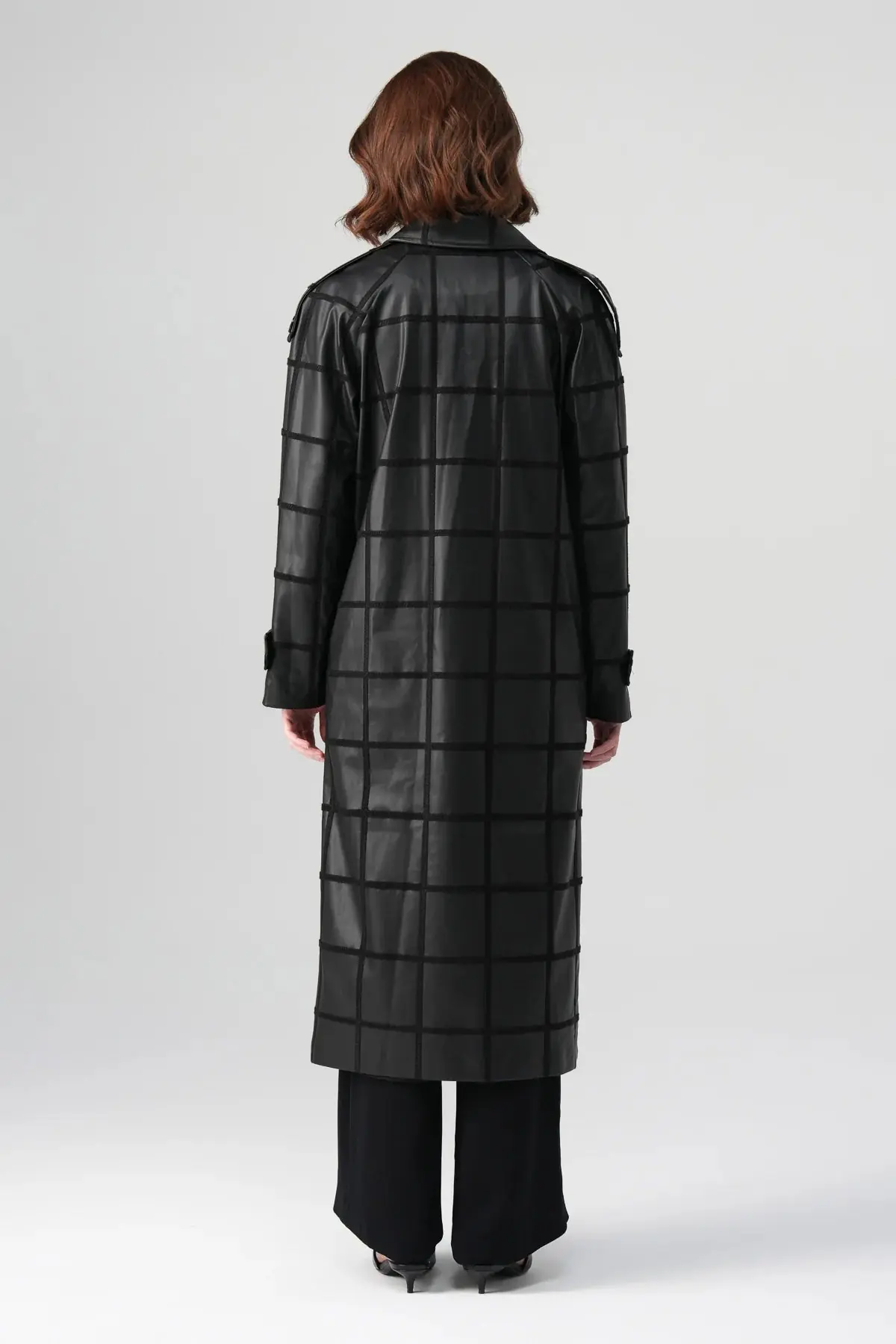 Riva Leather-Detail Coat – Black, photo 6