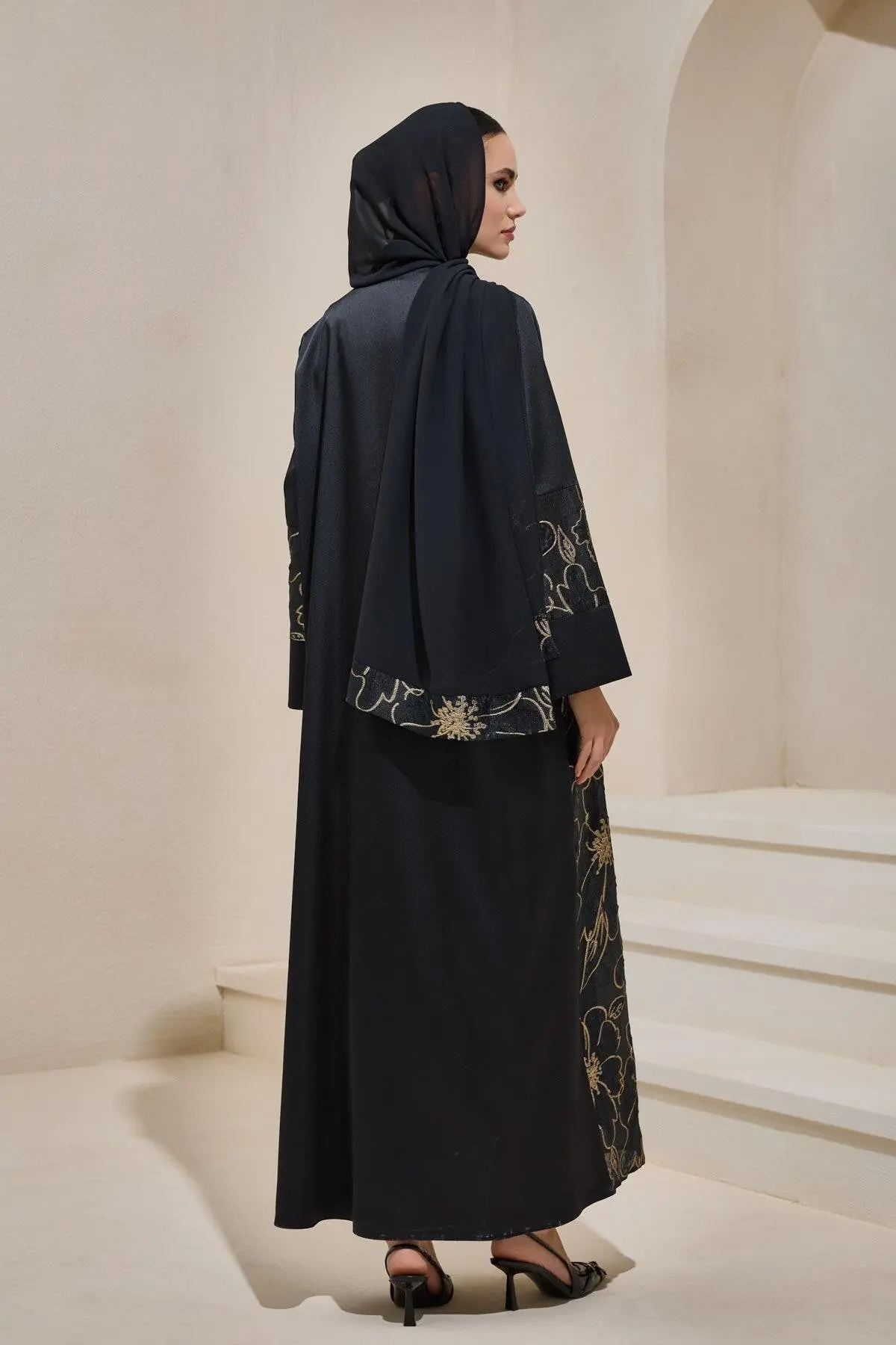 Vera Abaya Set Cream Black, photo 3