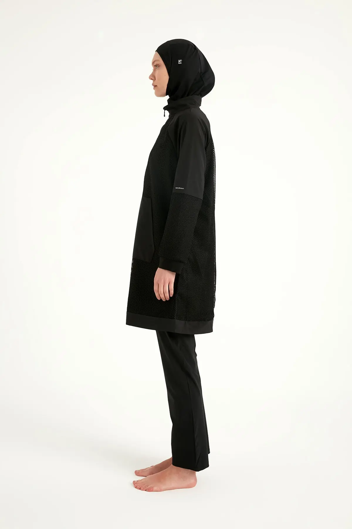 Black Tulle Detail Full Coverage Swimwear Burkini M2534-1, photo 7