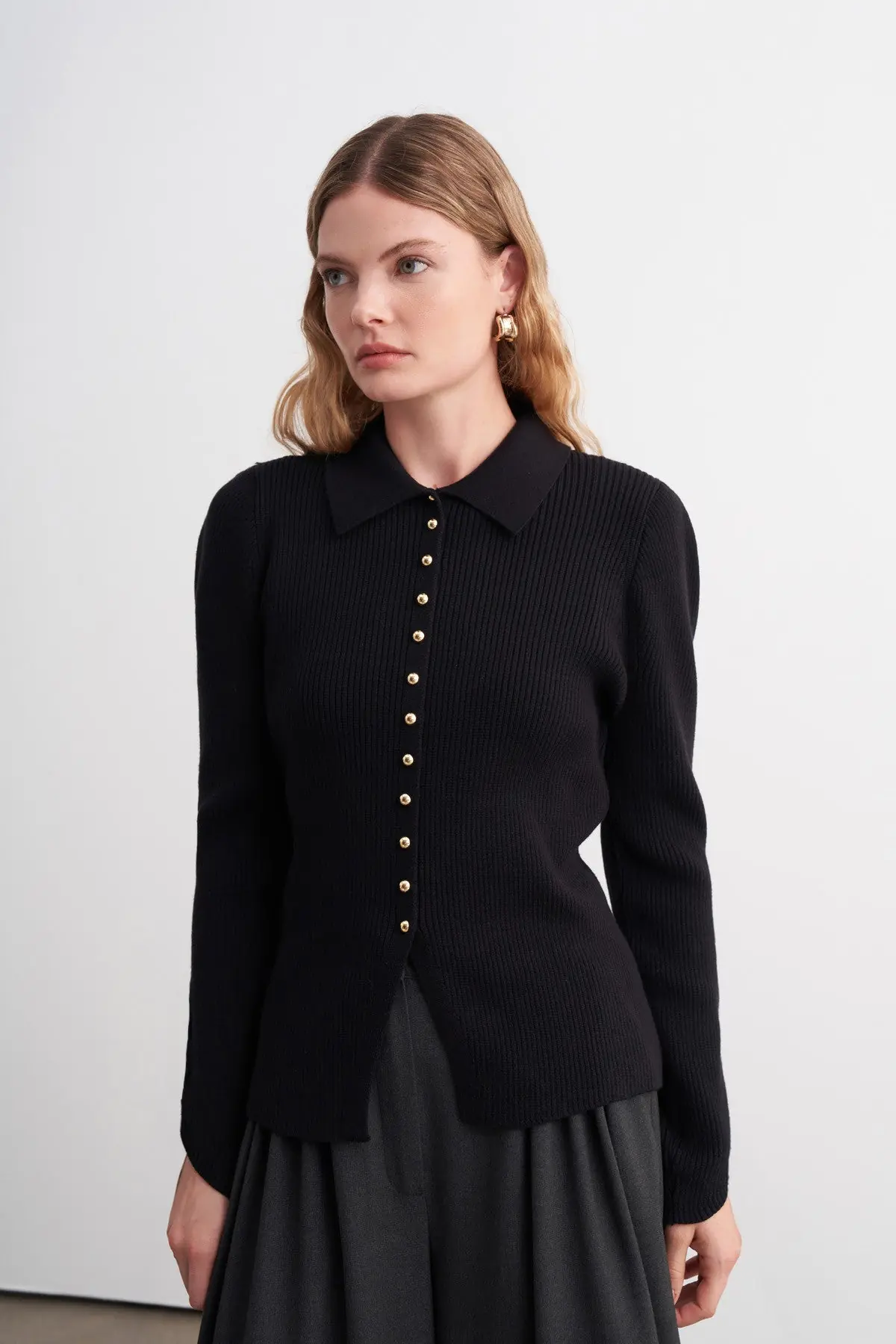 Örgü Detaylı Peplum Triko Hırka