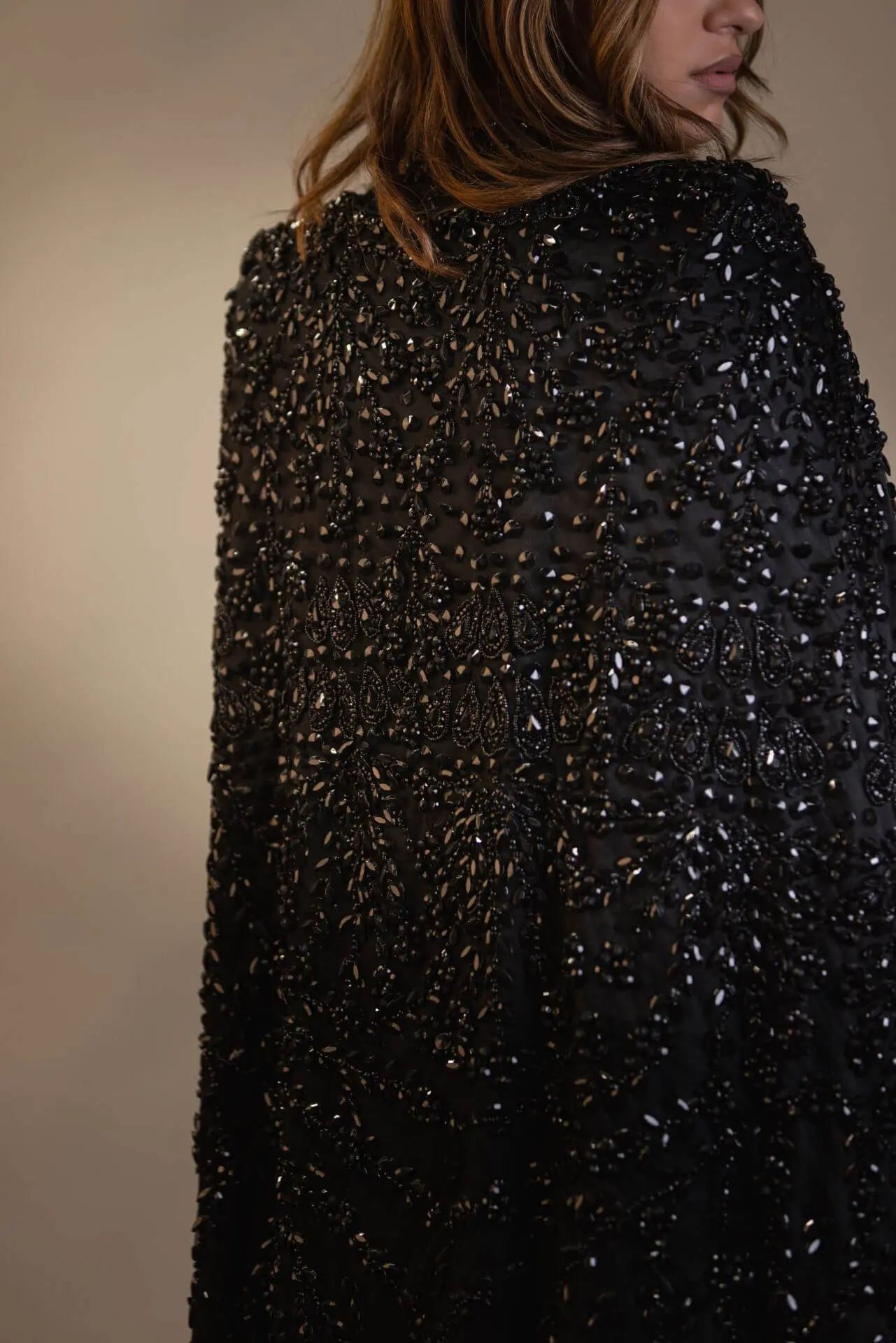 Moonlit Gem Embellished Silk Gown – Black, photo 8