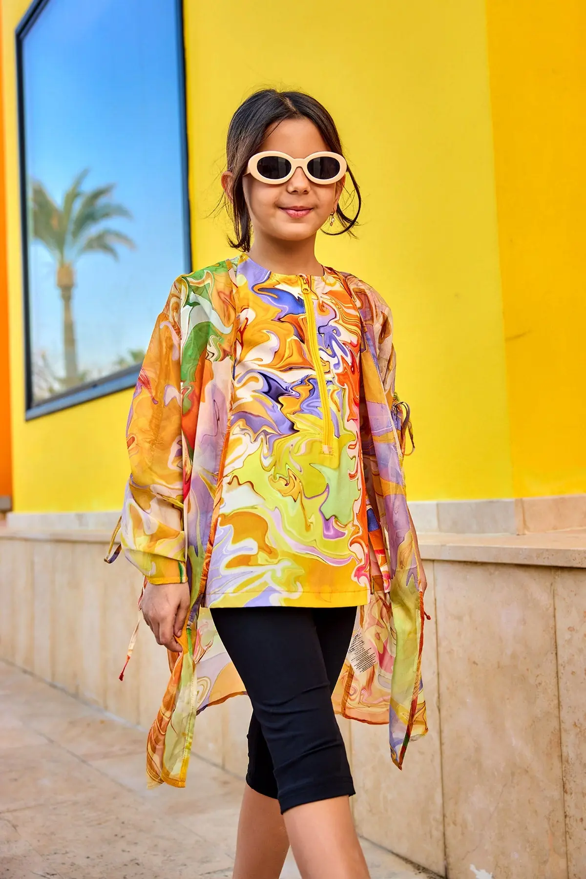 Marina Kids Beach Cover Up Chiffon Kimono For Girls - Colorful, photo 2