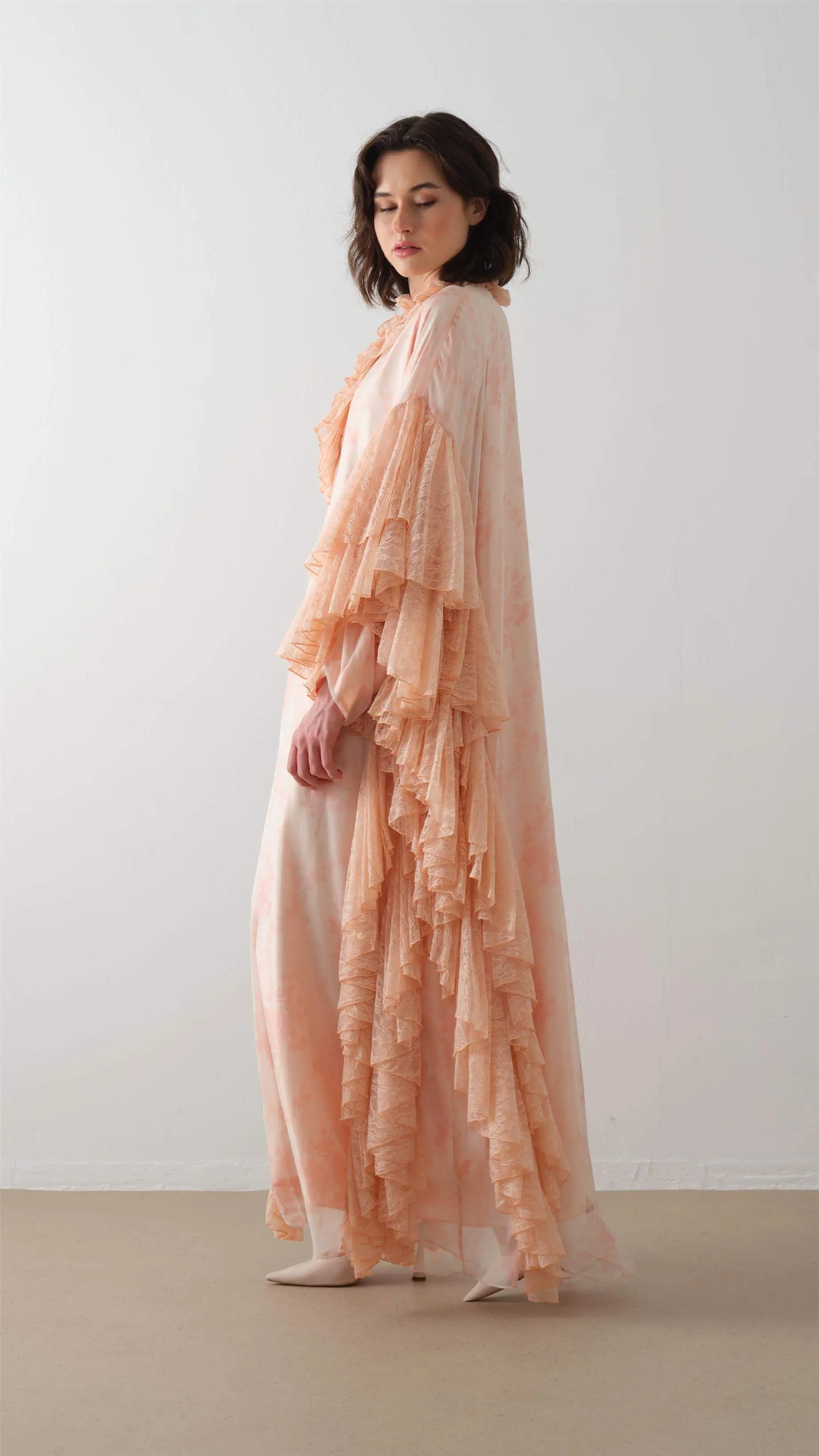 Lace Ruffle Kaftan Dress – Blush, photo 4