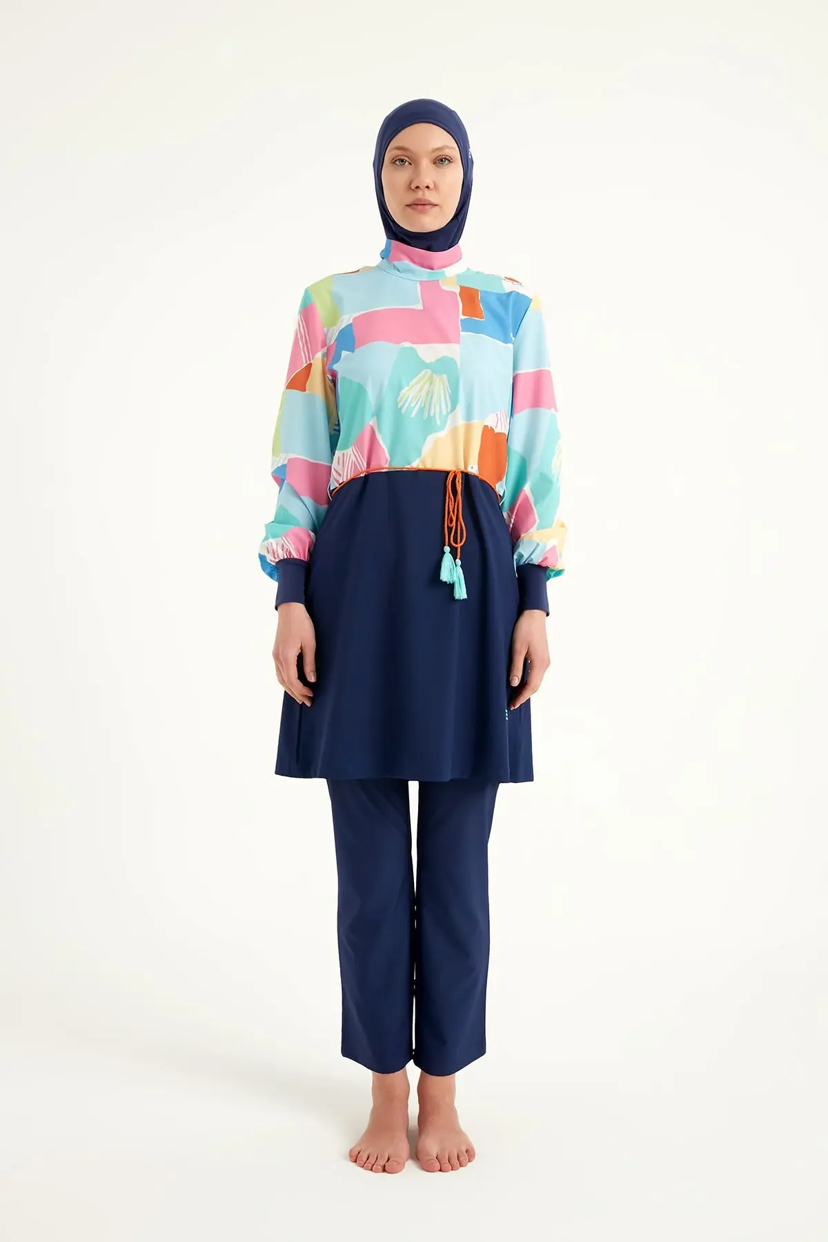 Navy Blue Full Coverage Islamic Swimwear Burkini Set M2511, photo 4