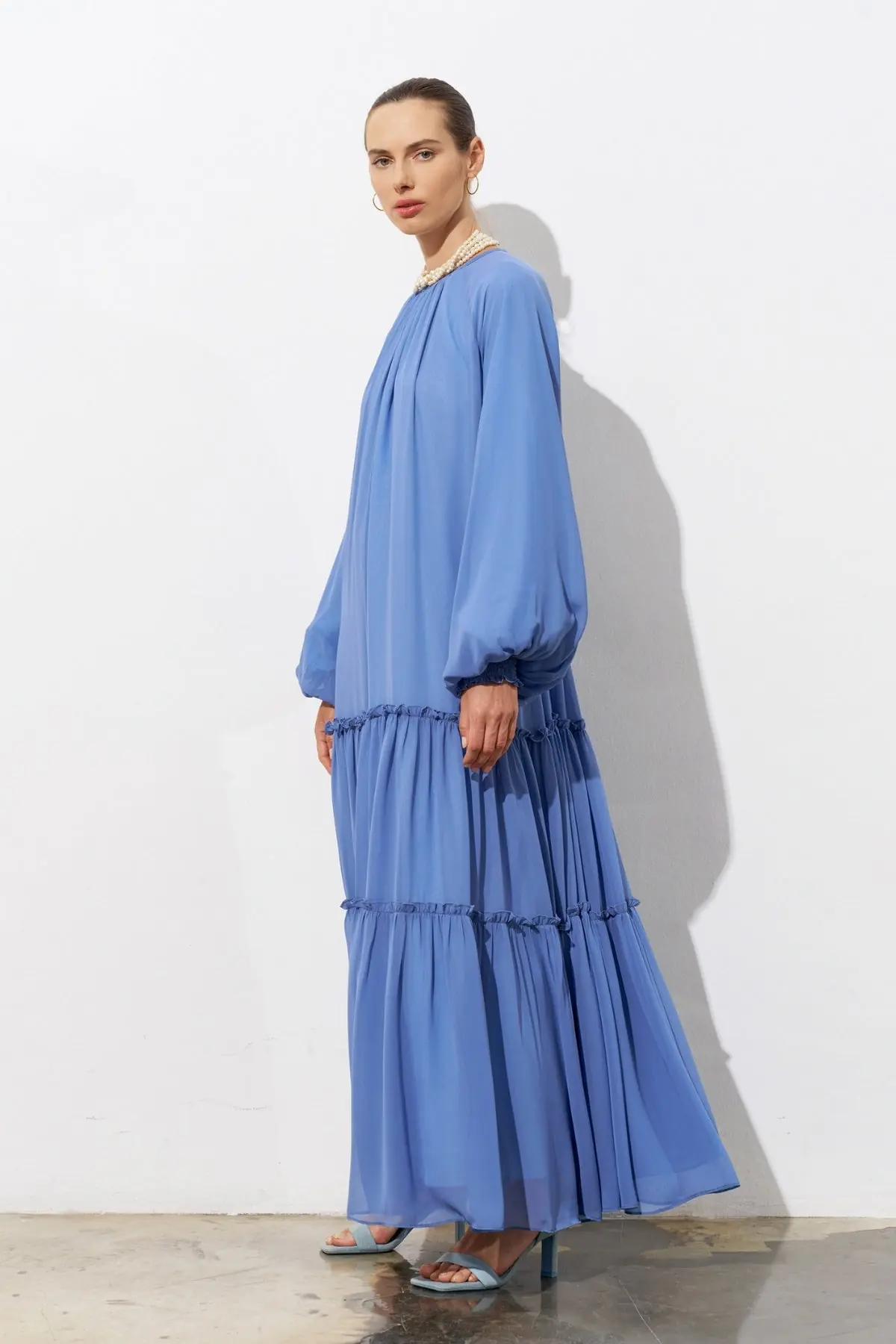 Azure Tiered Chiffon Maxi Dress - Blue, photo 2