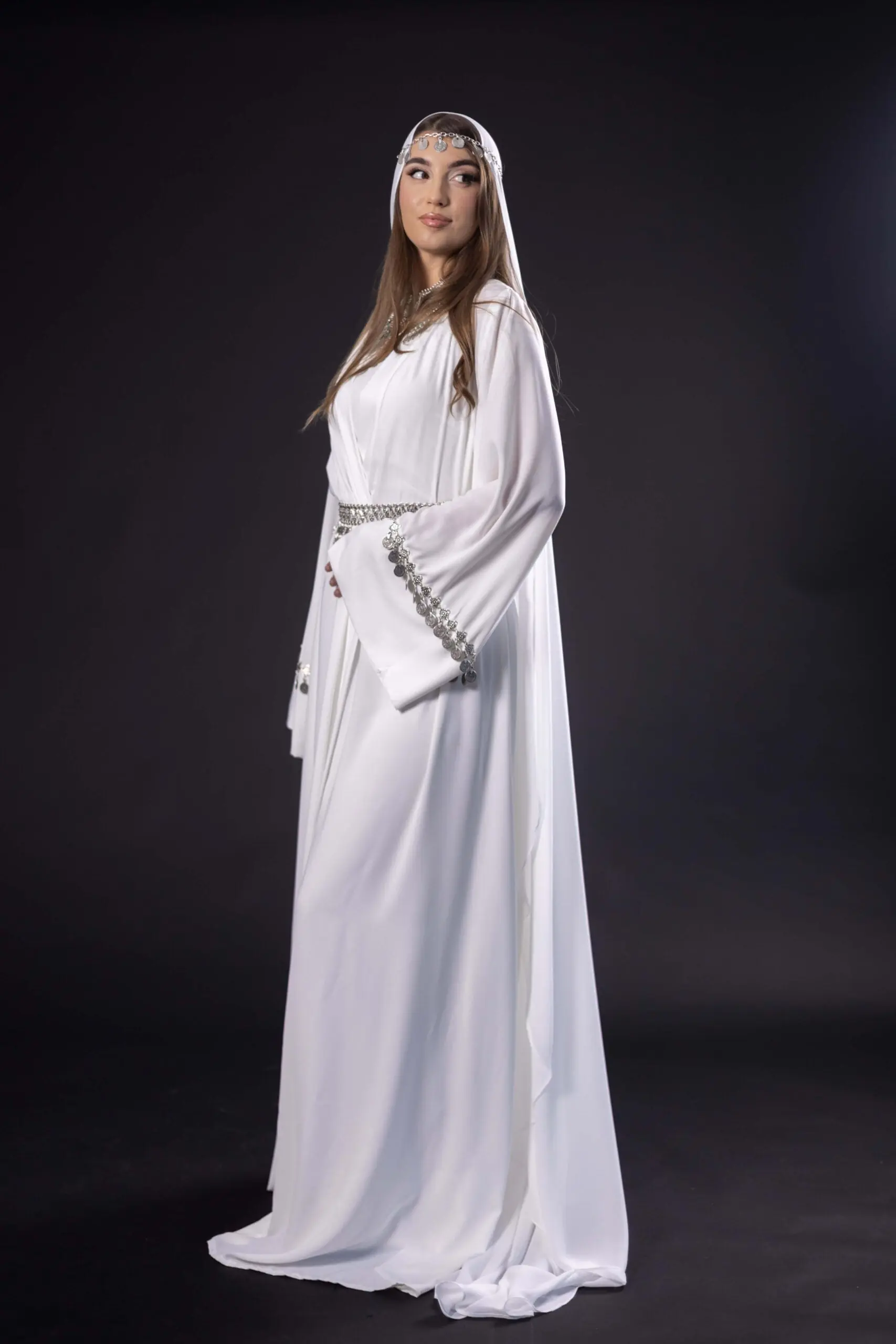 Dignity Ethno Embellished Abaya – White, photo 3
