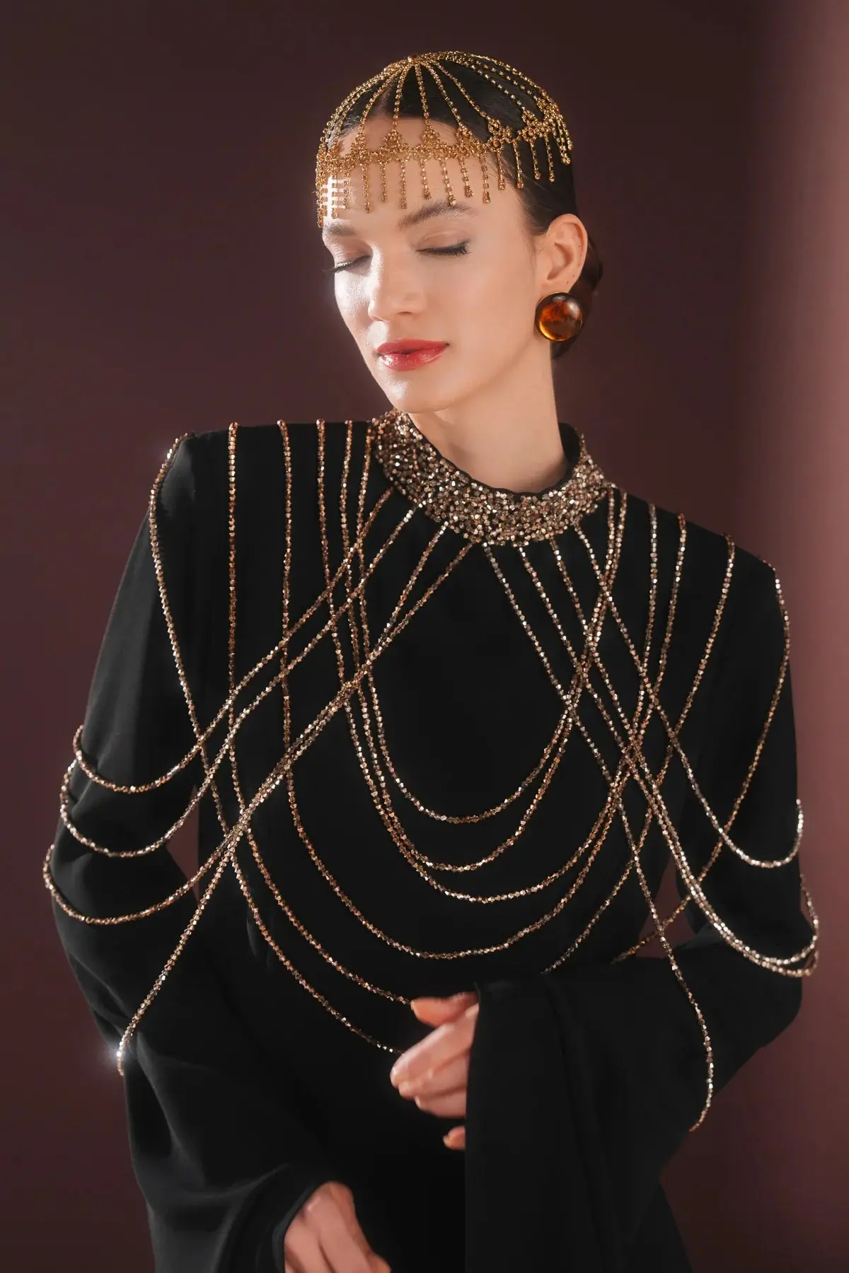 Calista Chain Detail Maxi Dress – Black, photo 2