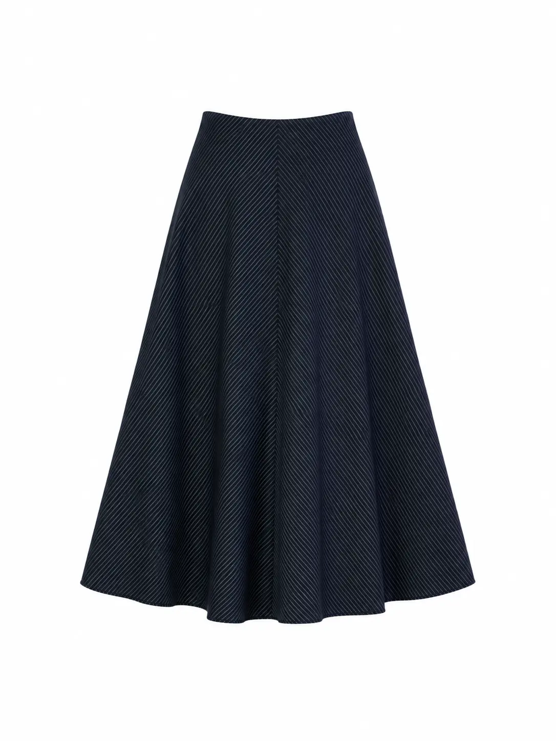 Bias-Stripe Cotton Denim Maxi Skirt – Navy