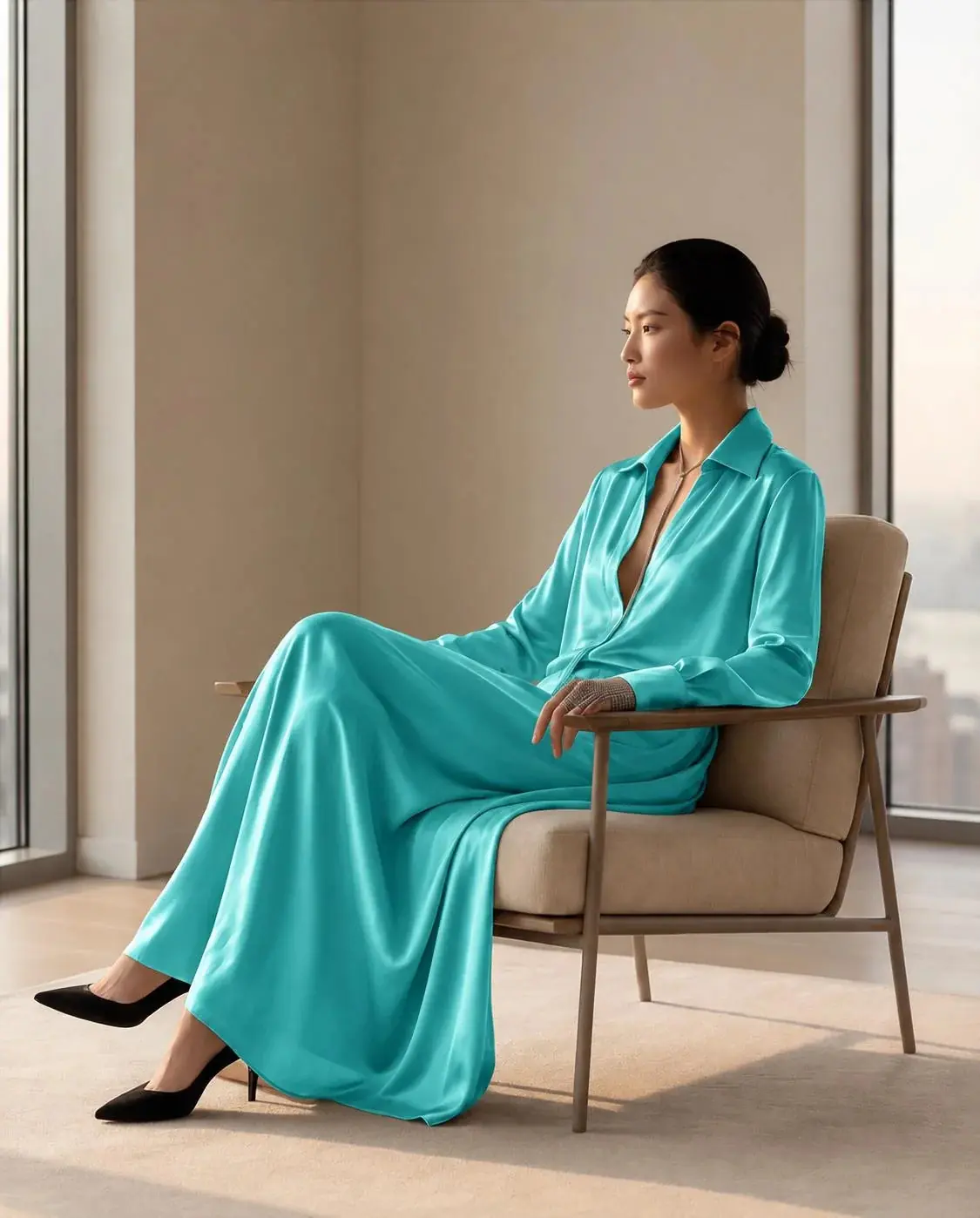 Marika Transformable-Collar Maxi Dress – Turquoise, photo 2
