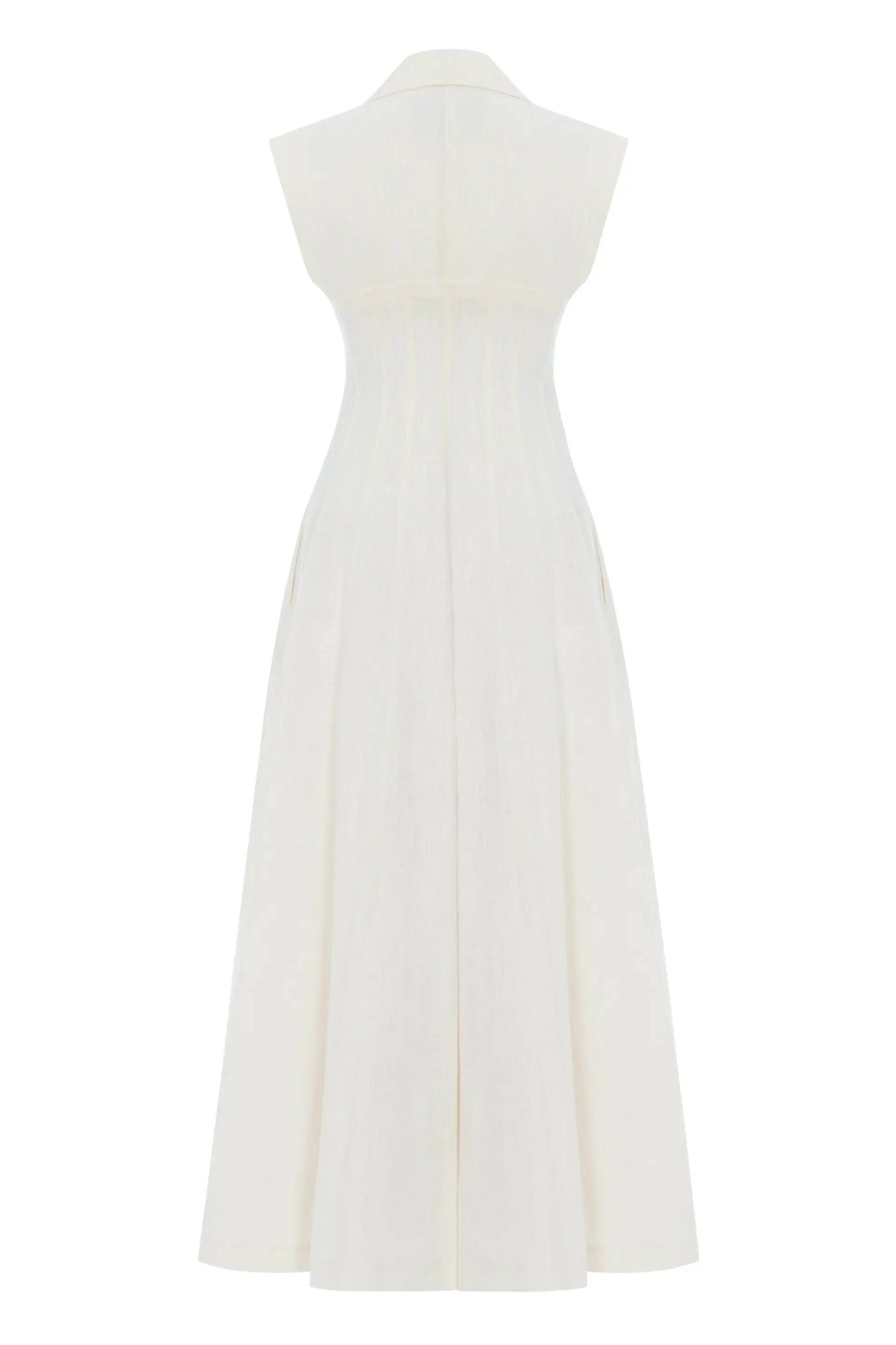 Ivory Long Corset-Style Dress - Premium Linen, photo 5