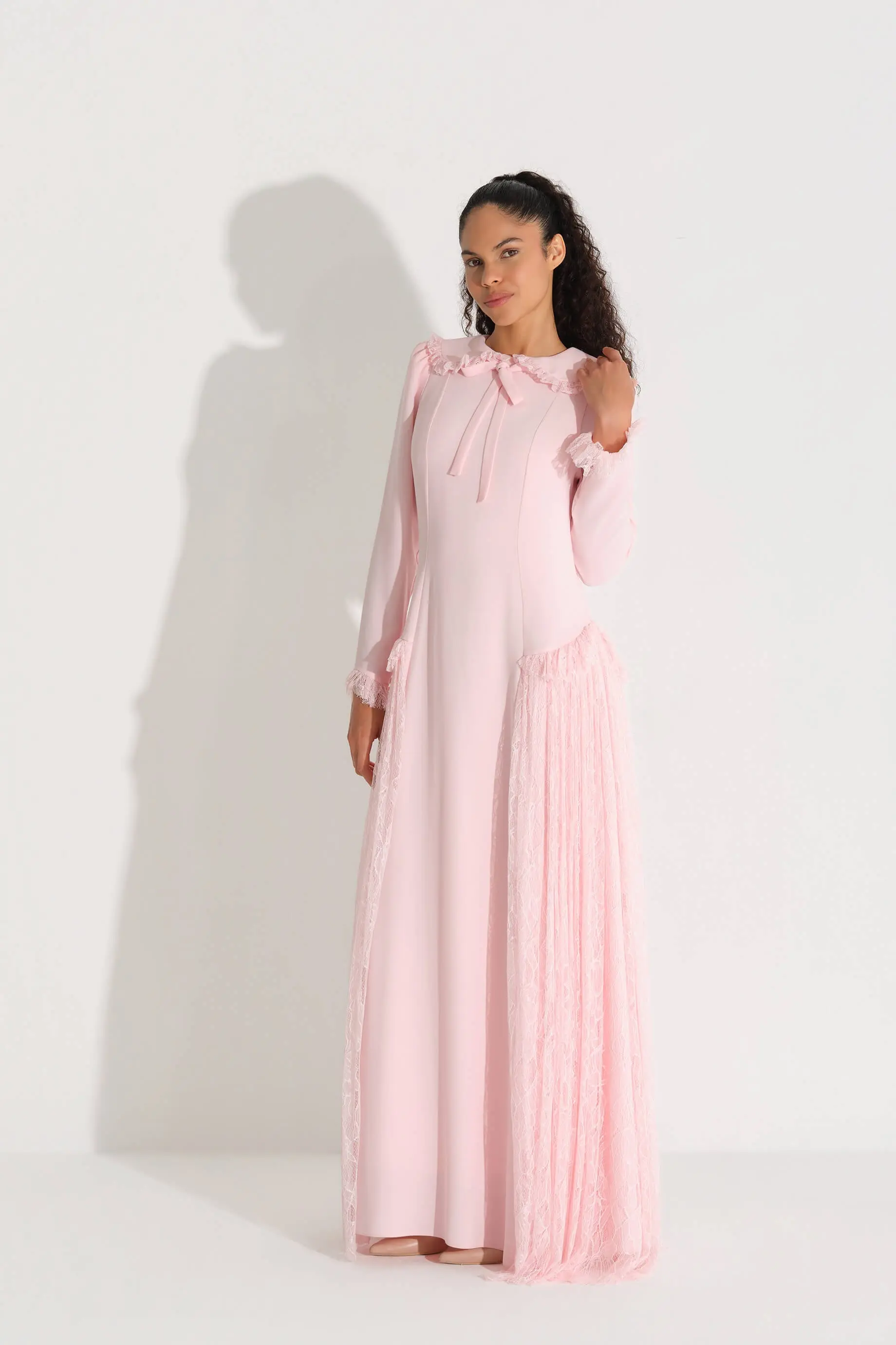 Lace-Trim Crepe Dress – Pink, photo 4