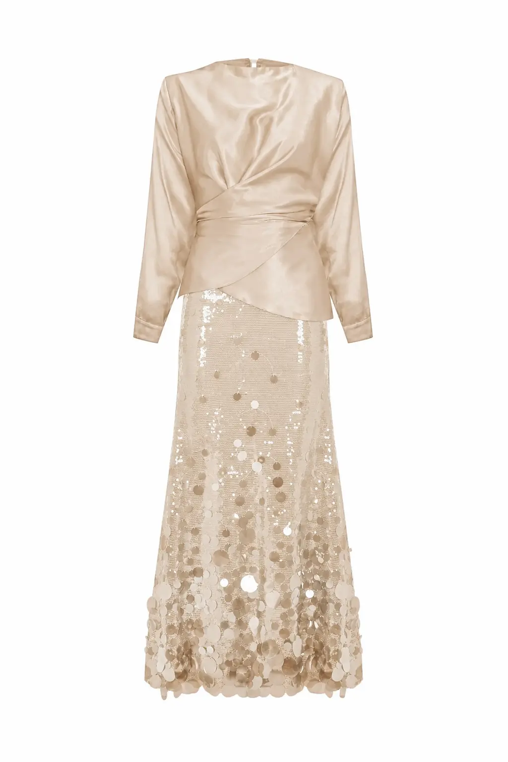 Draped Satin Blouse – Beige