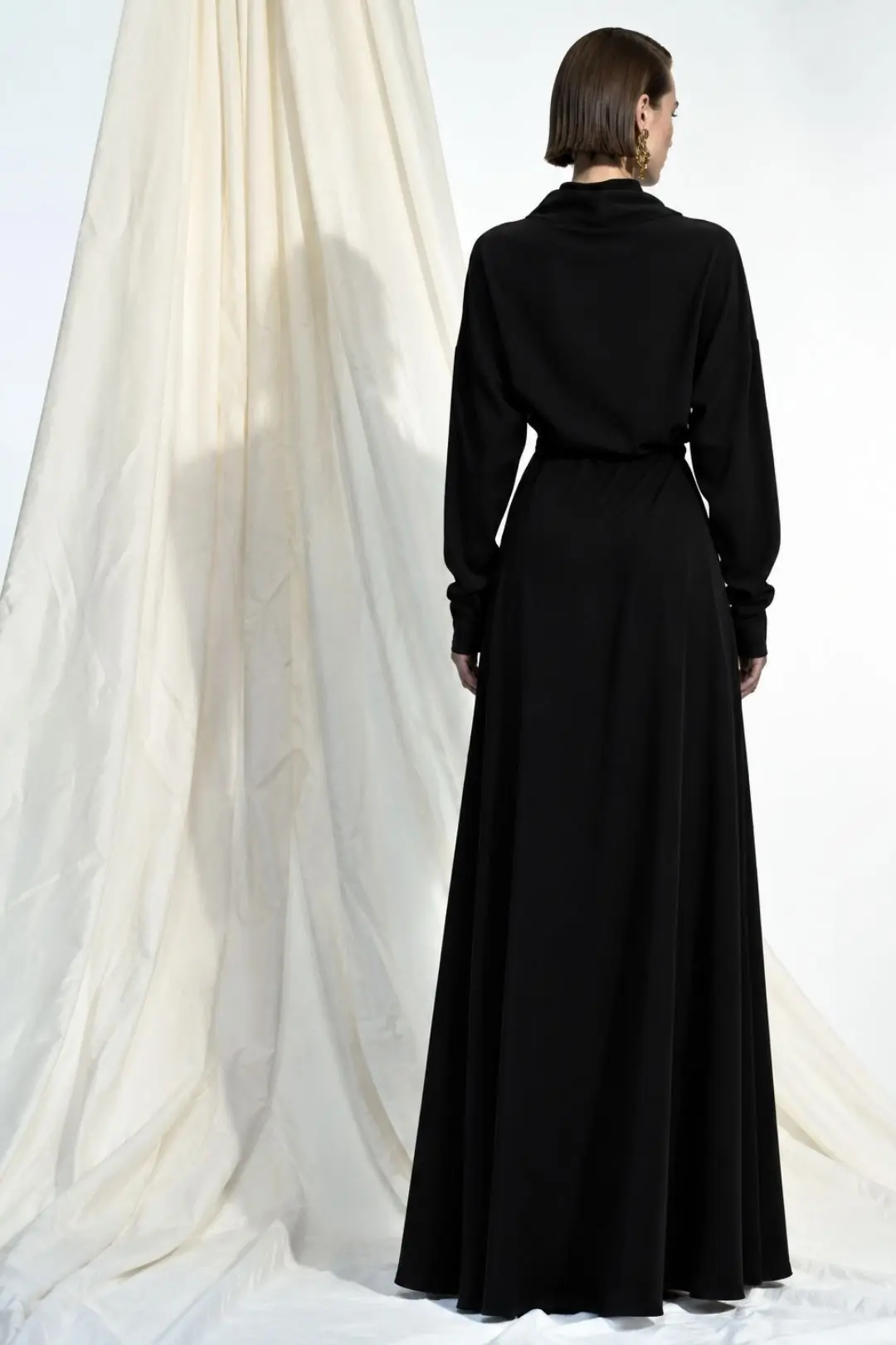 CELINE Black Draped Maxi Dress, photo 2