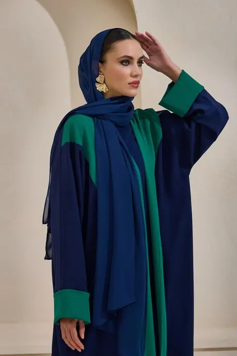 Casual Abaya - Navy Blue Green, photo 4