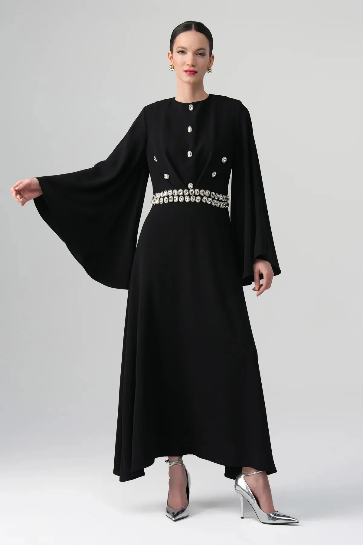 Orlina Pearl-Embellished Dress – Black