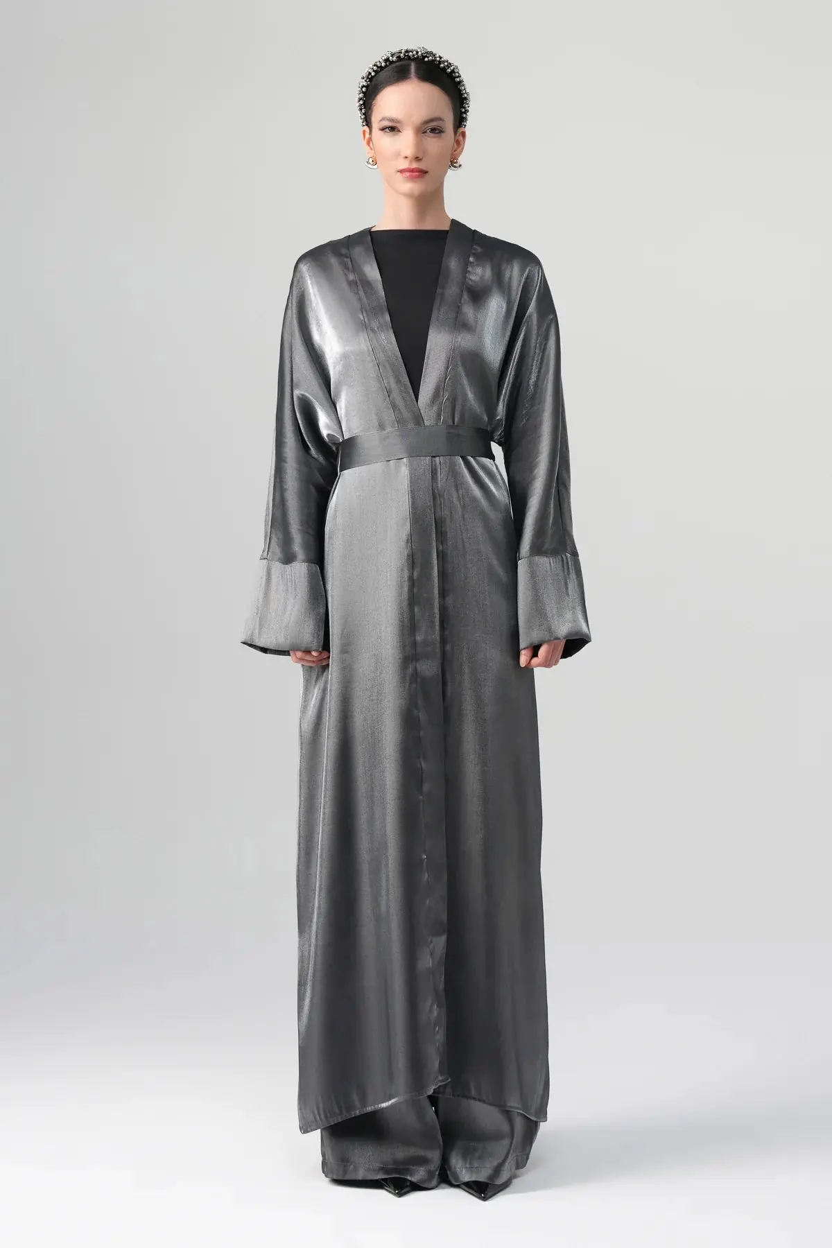 Sorelle Metallic Abaya - Gray, photo 3