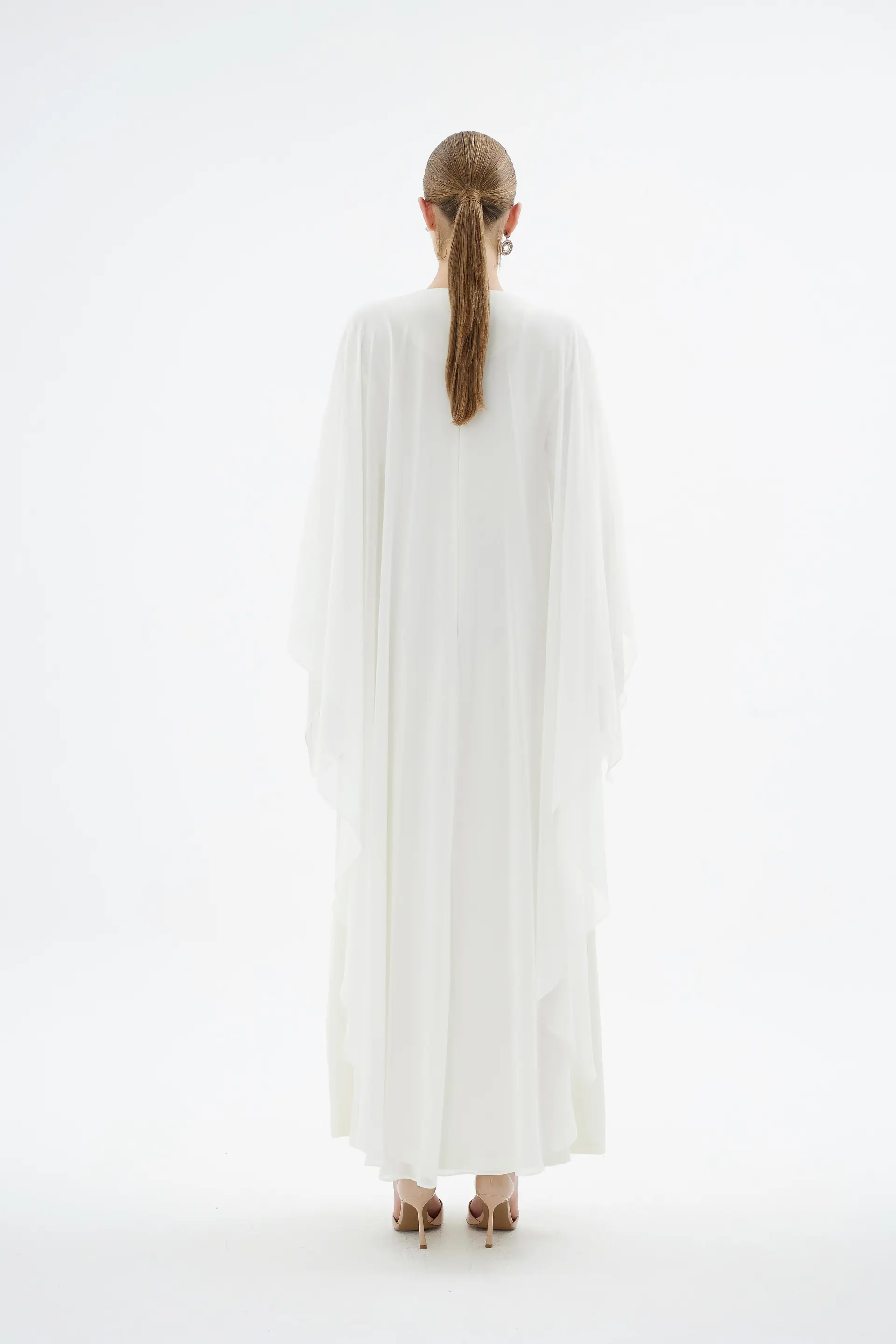 Alera Embellished Cape Dress – Ecru, photo 5