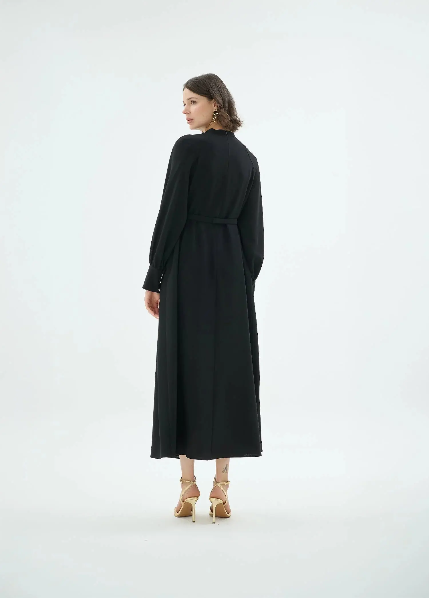 Rose Embellished Shoulder Dress – Black, photo 7
