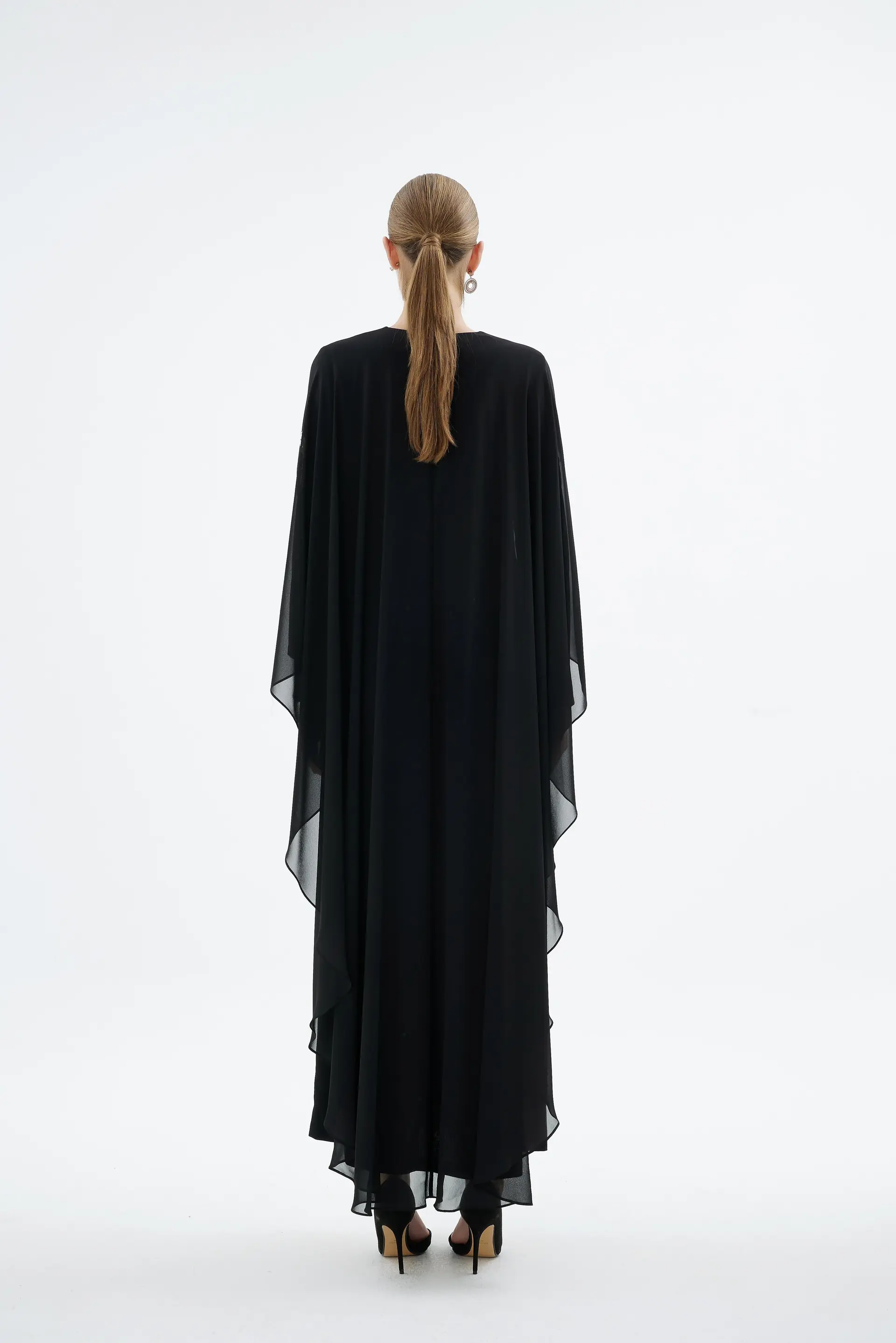 Alera Embellished Cape Dress – Black, photo 6